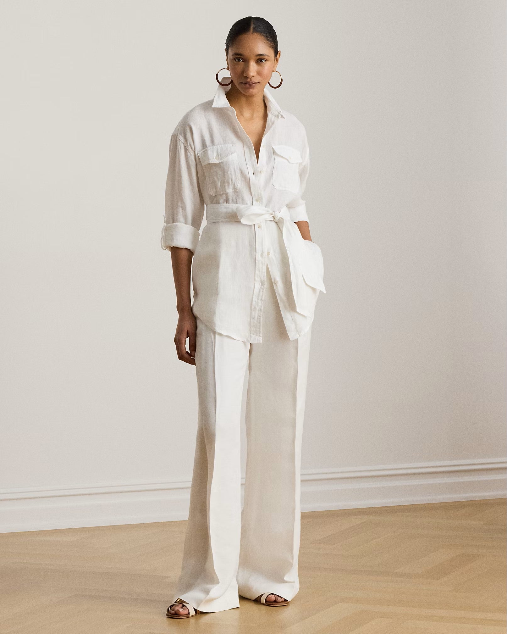 White Tissue Linen Button Shirt