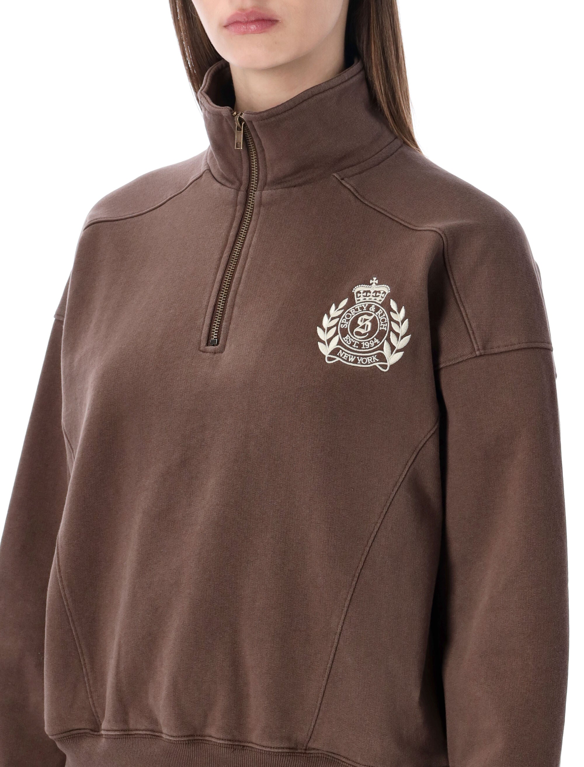 Crest Quarter-Zip Sweatshirt - Chocolate