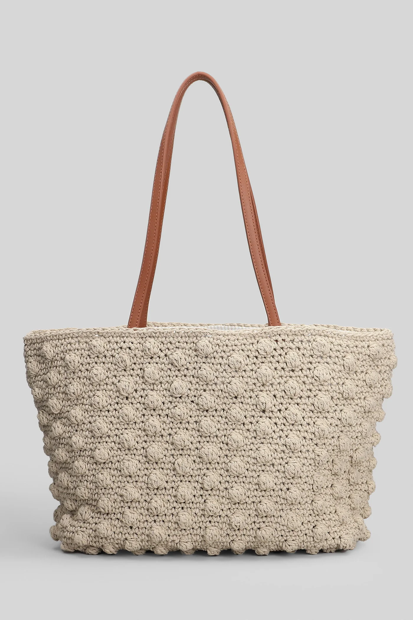 Textured Knitted Tote Bag with Contrasting Handles