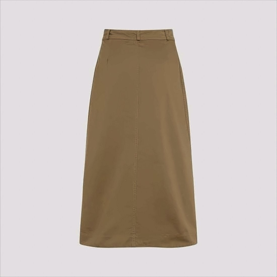 Straight-Silhouette Midi Skirt with Front Button Closure