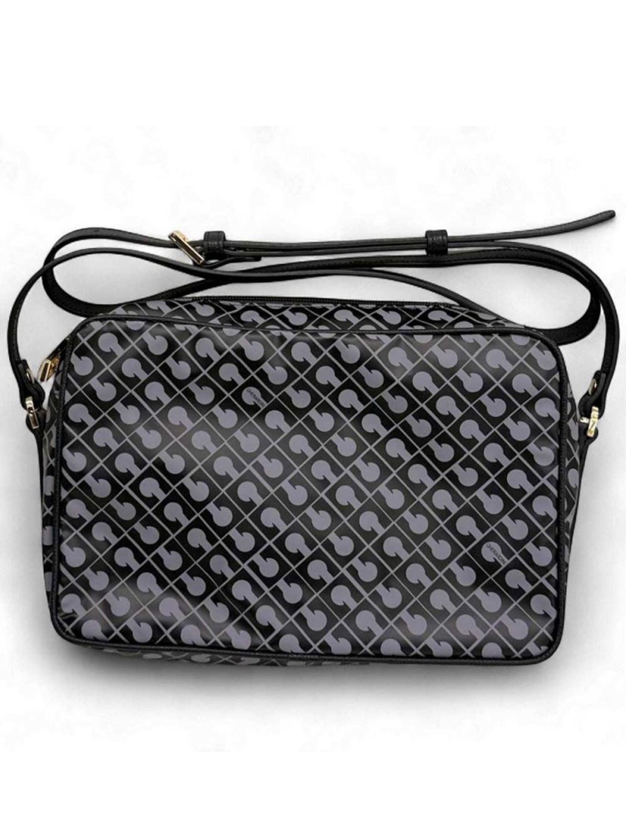 Dark/Light Geometric Pattern Leather Camera Bag