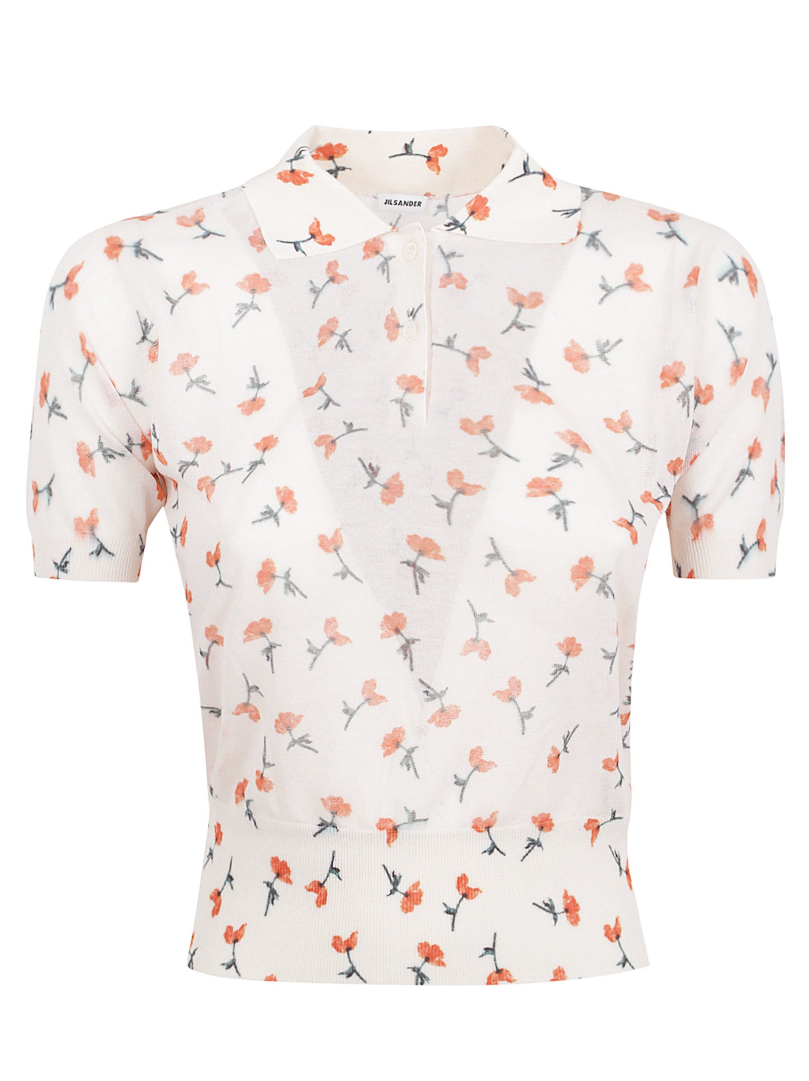 Short-Sleeved Fitted Floral Print Polo
