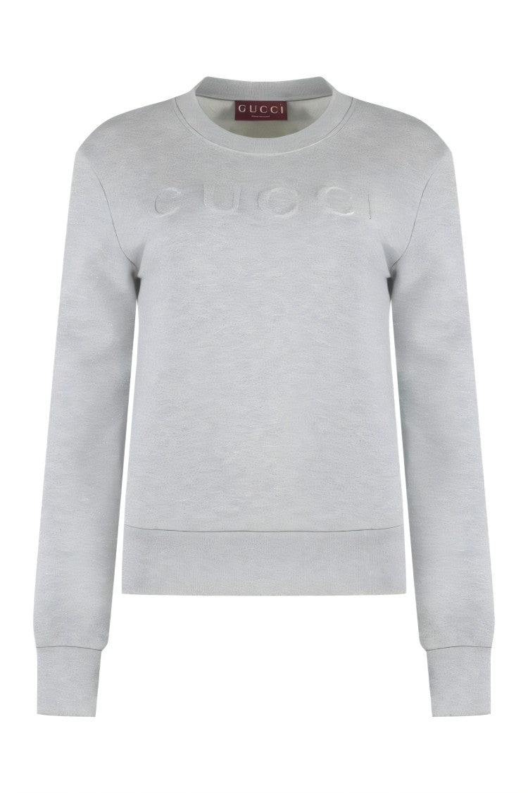 Long-Sleeve Crew Neck Gucci Top With Subtle Logo