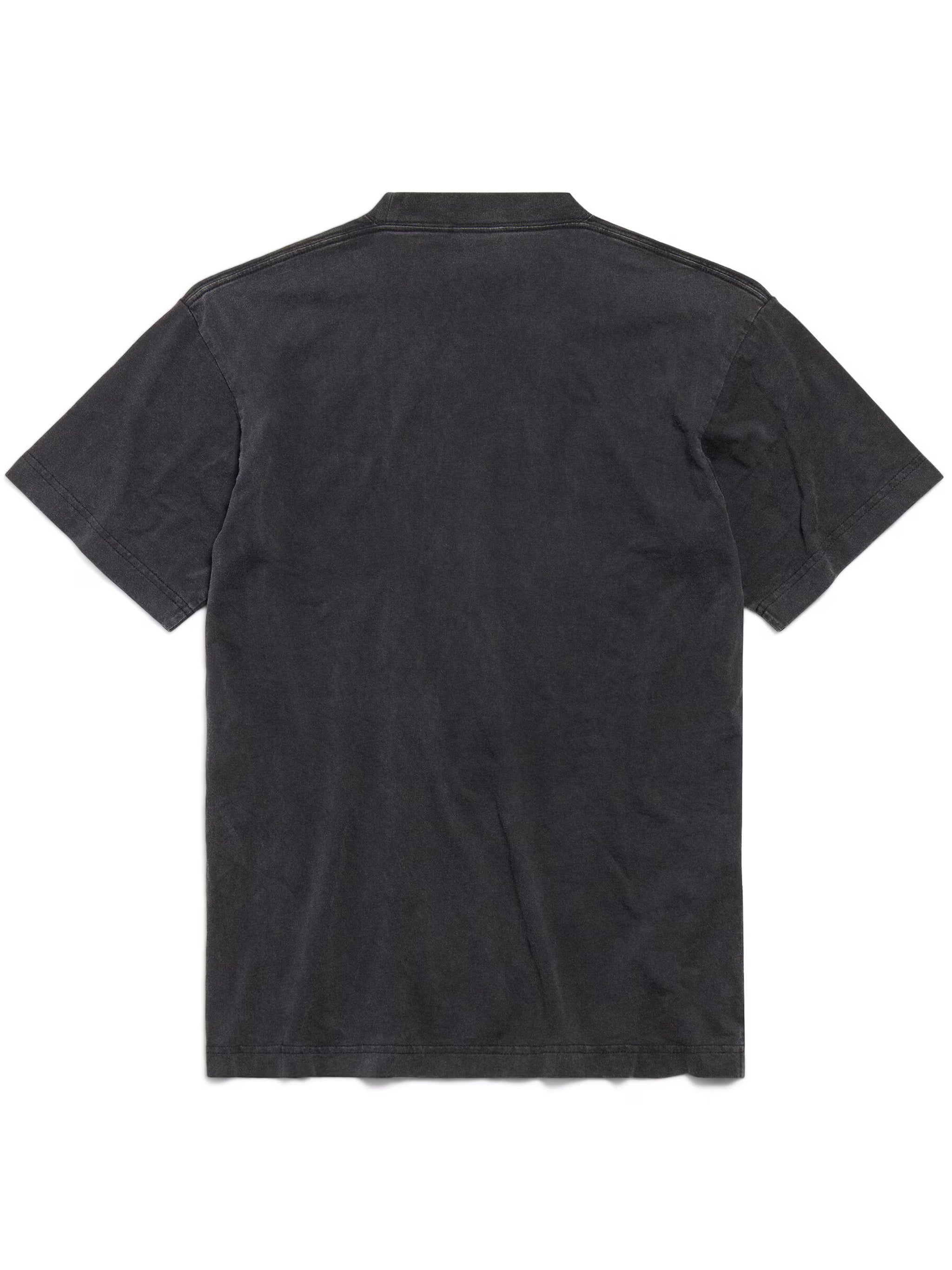 Washed Black Standard Distressed Cotton T-Shirt