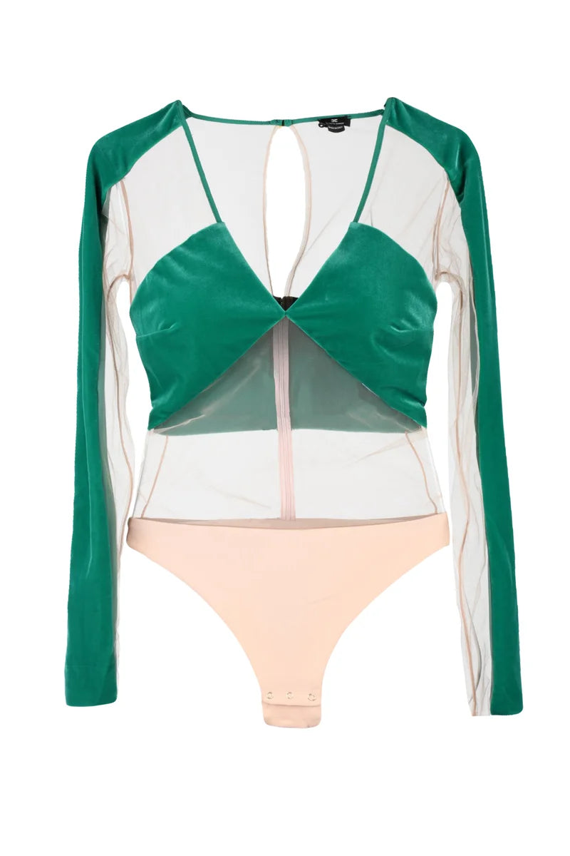 Polyester Stretch Bodysuit - Green