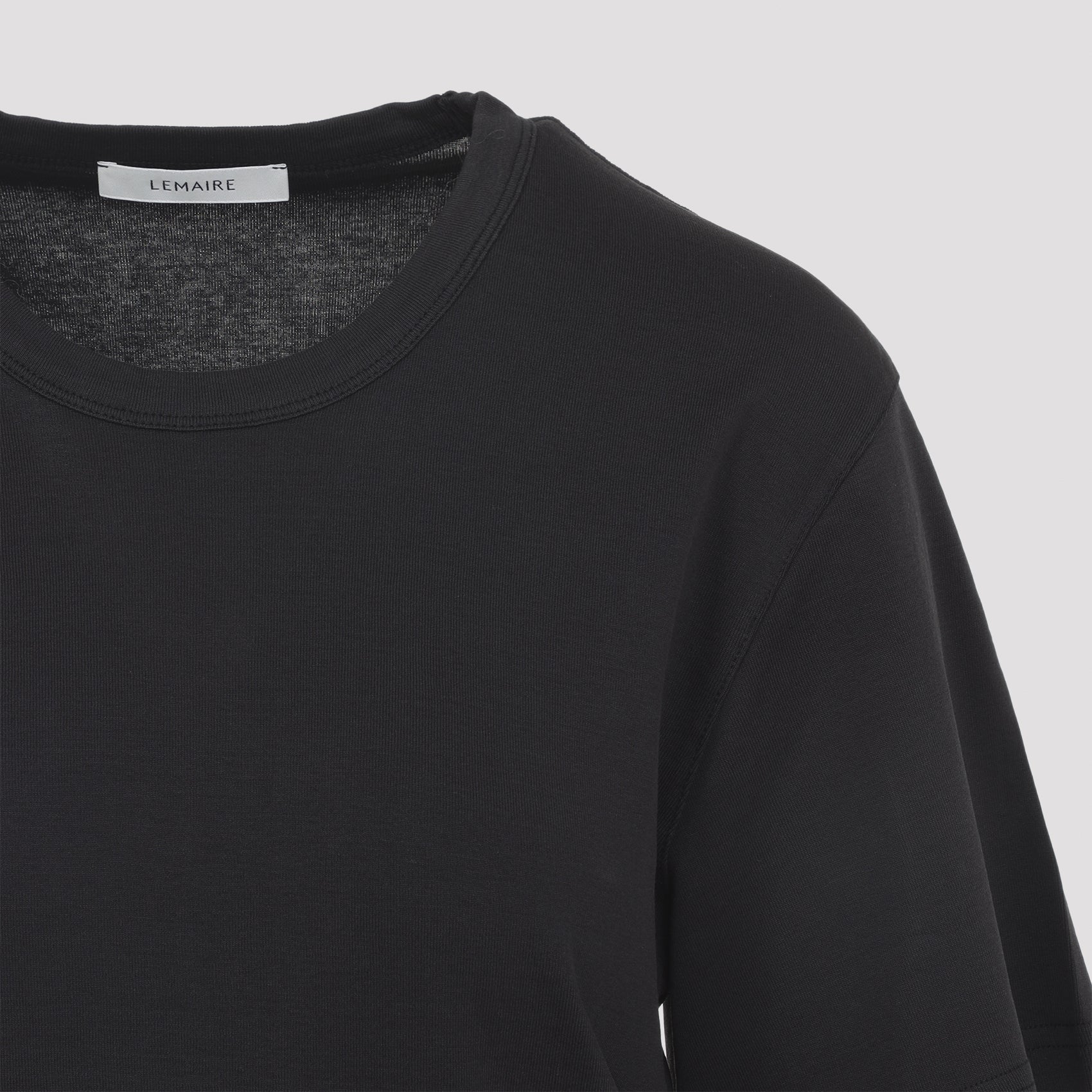 Minimalist Black Cotton T-Shirt with Crew Neckline
