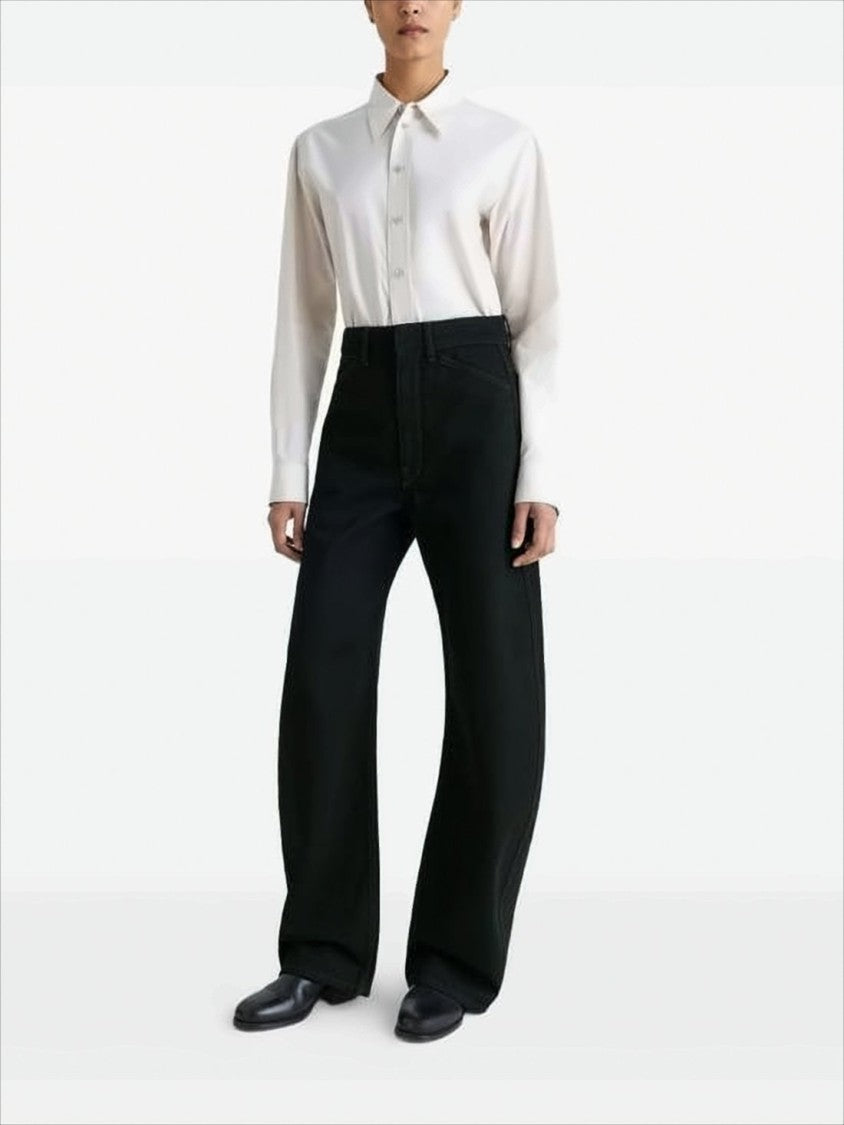Wide-Leg Denim Trousers with High Waist