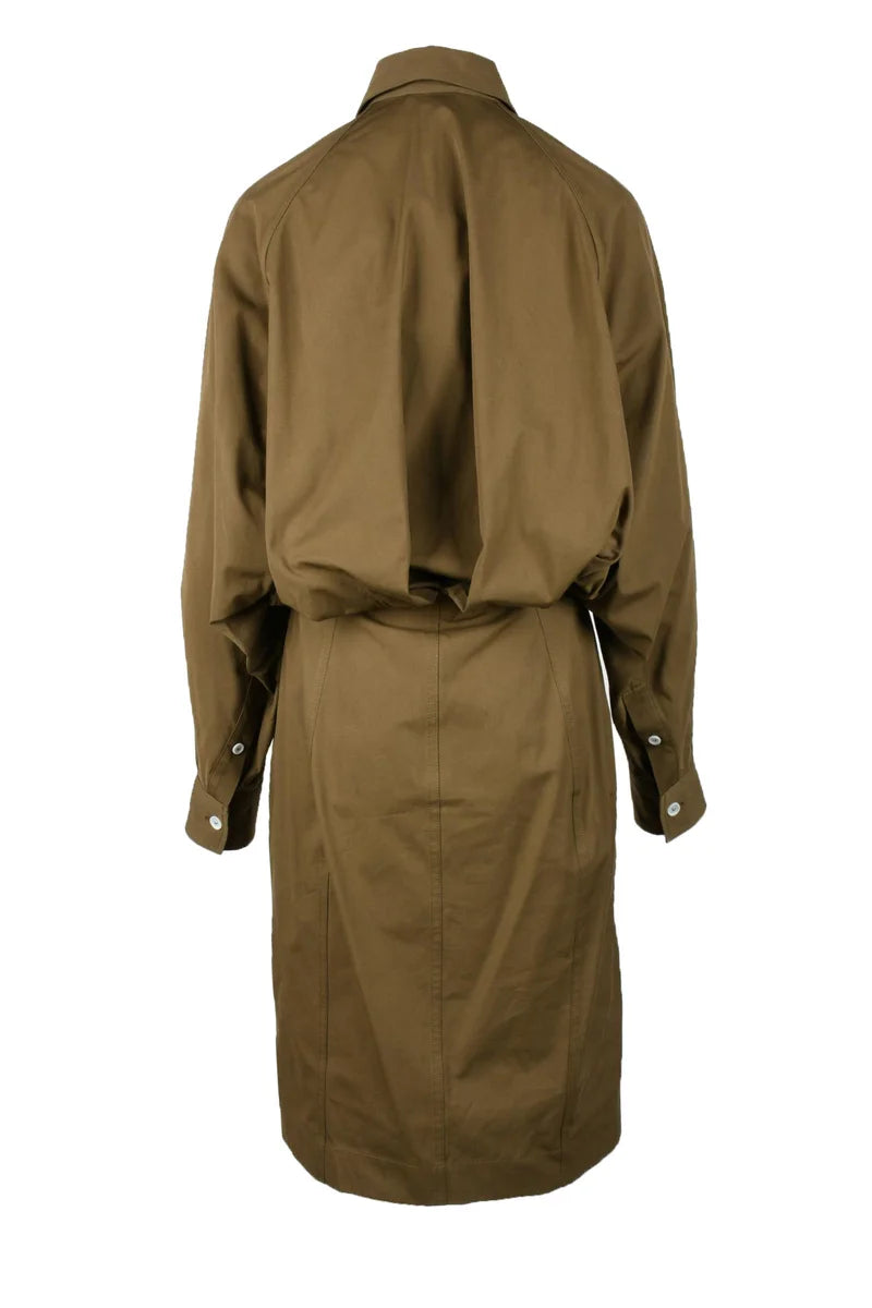 Silk Blend Chemise Dress - Brown