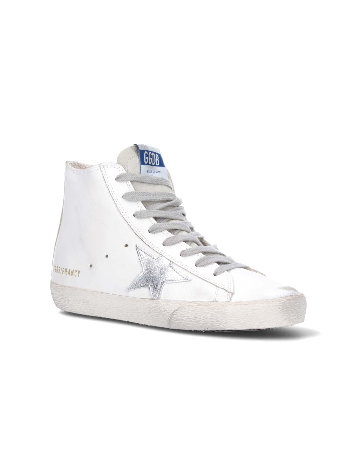 White Francy Distressed Calf Leather Sneakers