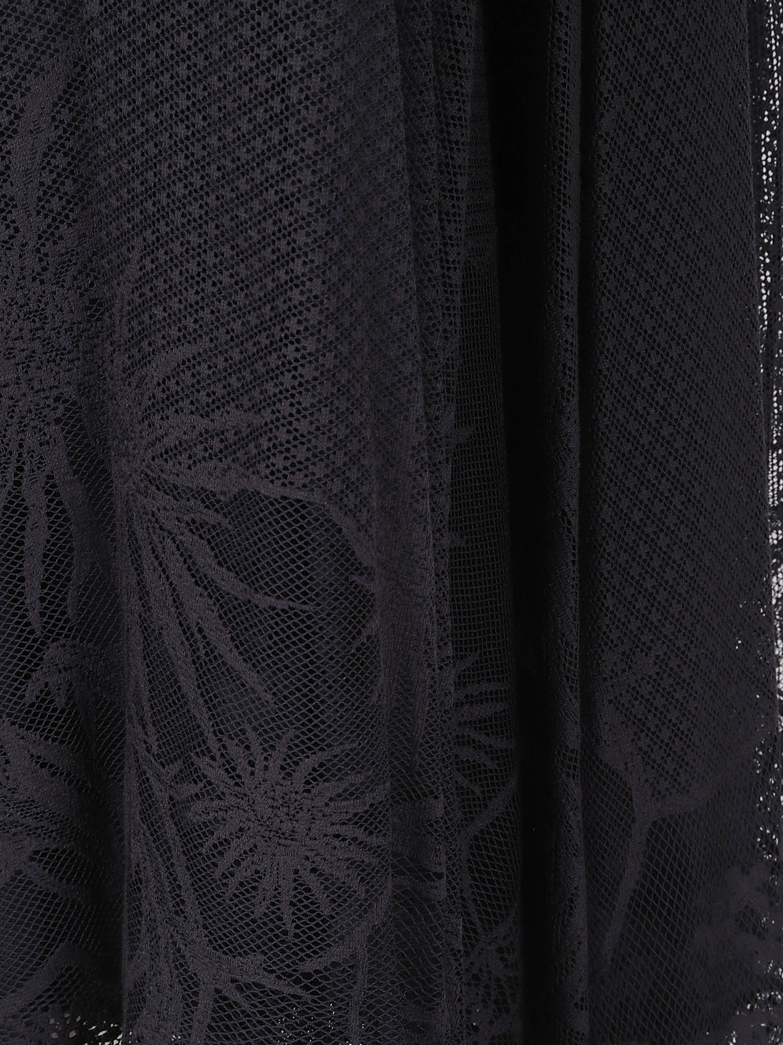 Flared Midi Skirt With Crochet Lace