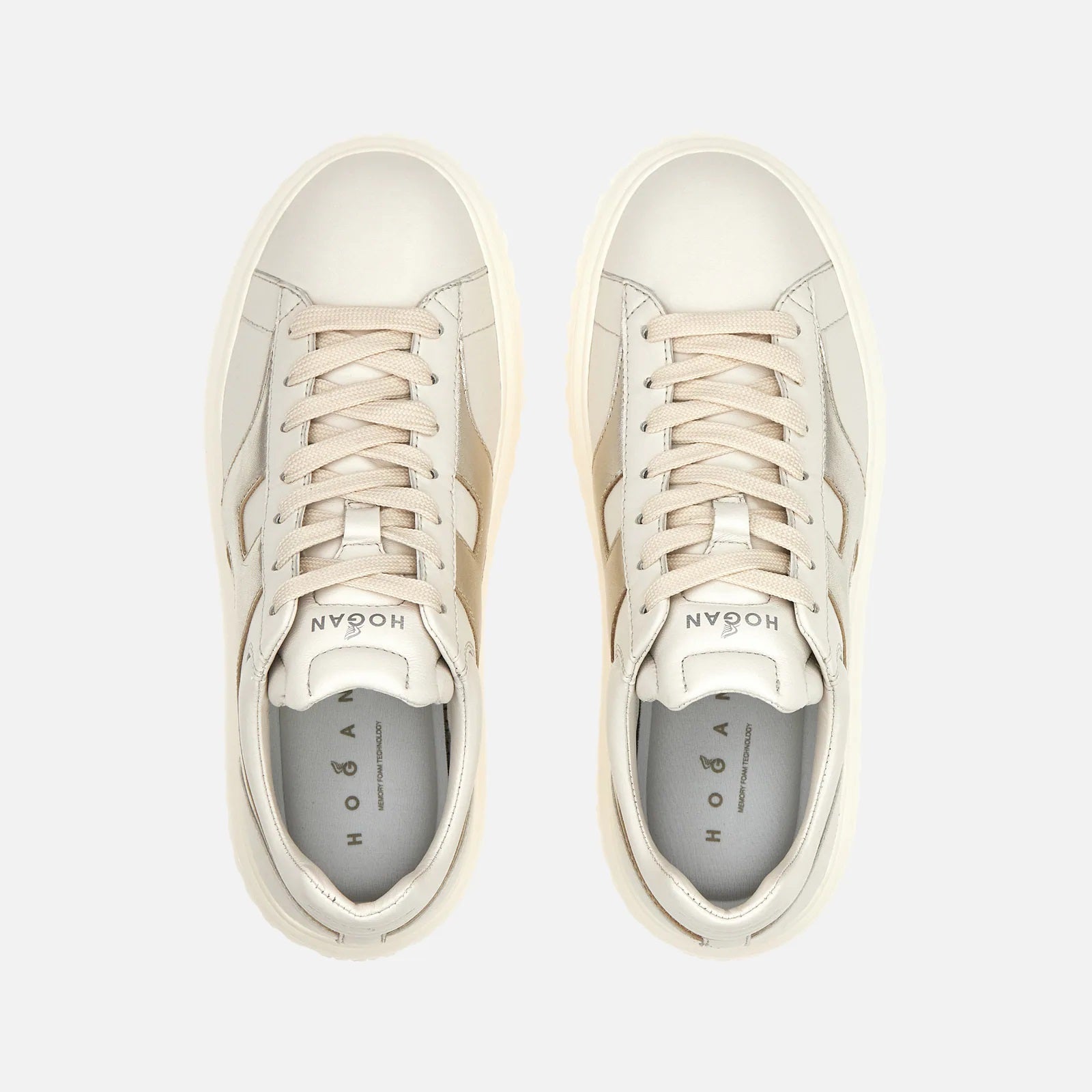 H-Stripes Lace-Up Sneakers in Sheepskin and Calfskin