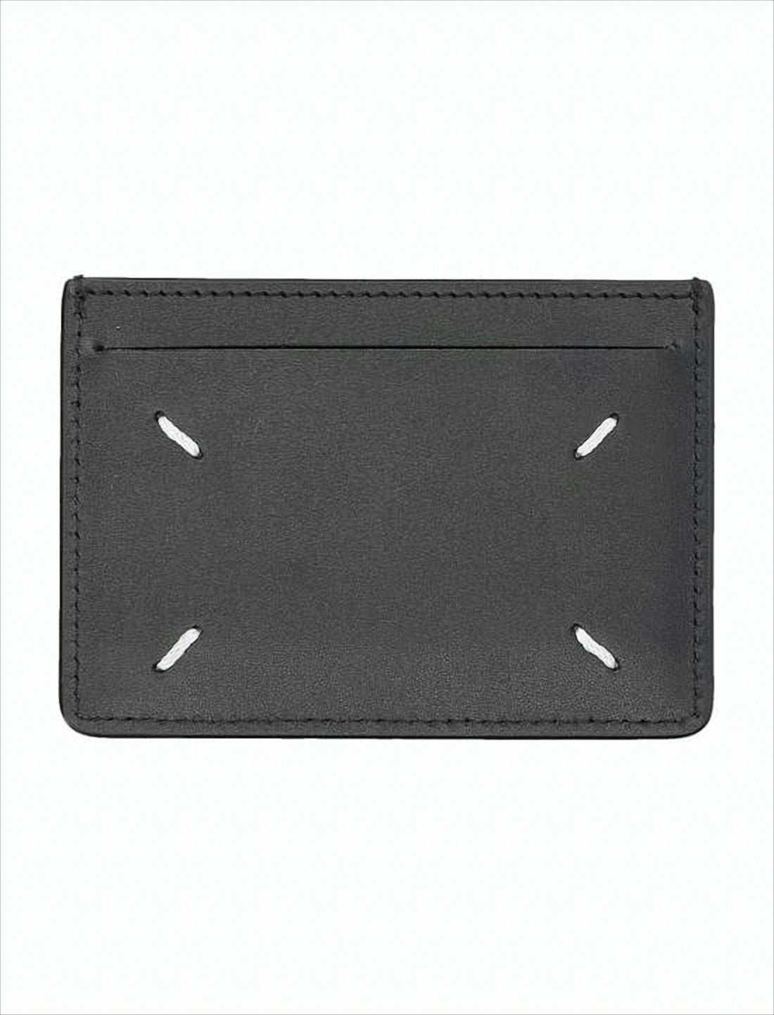 Textured Calf Leather Cardholder with Distinctive Stitching