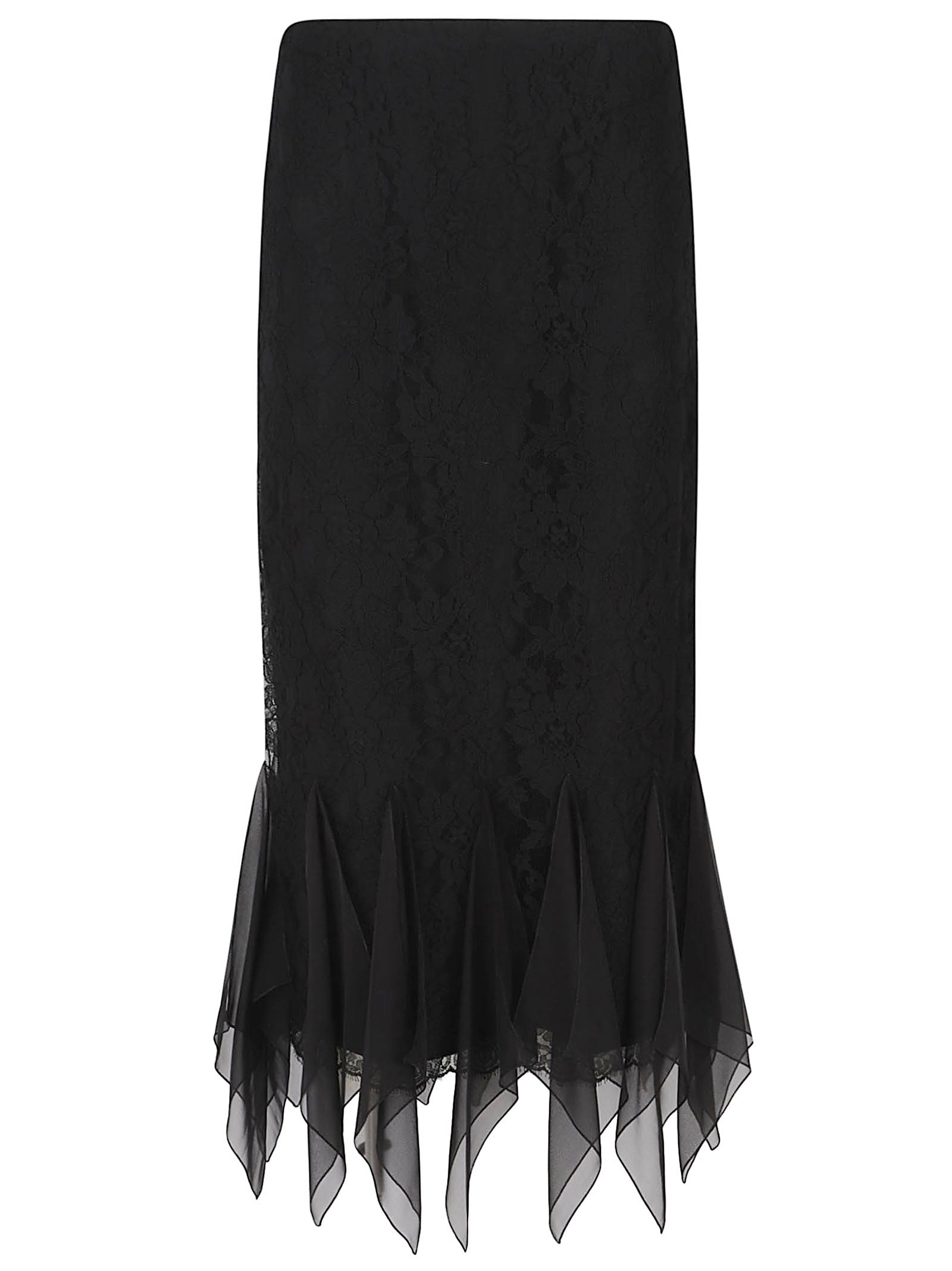 Fitted Midi Skirt With Delicate Lace Overlay