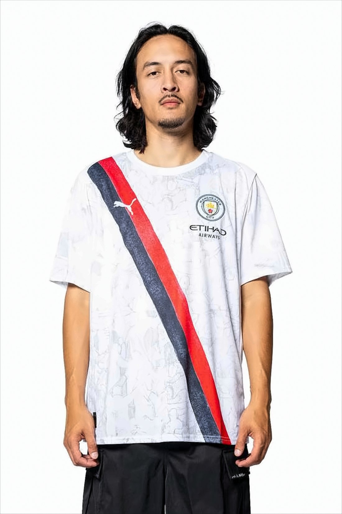 Short-Sleeve T-Shirt with Bold Diagonal Stripe