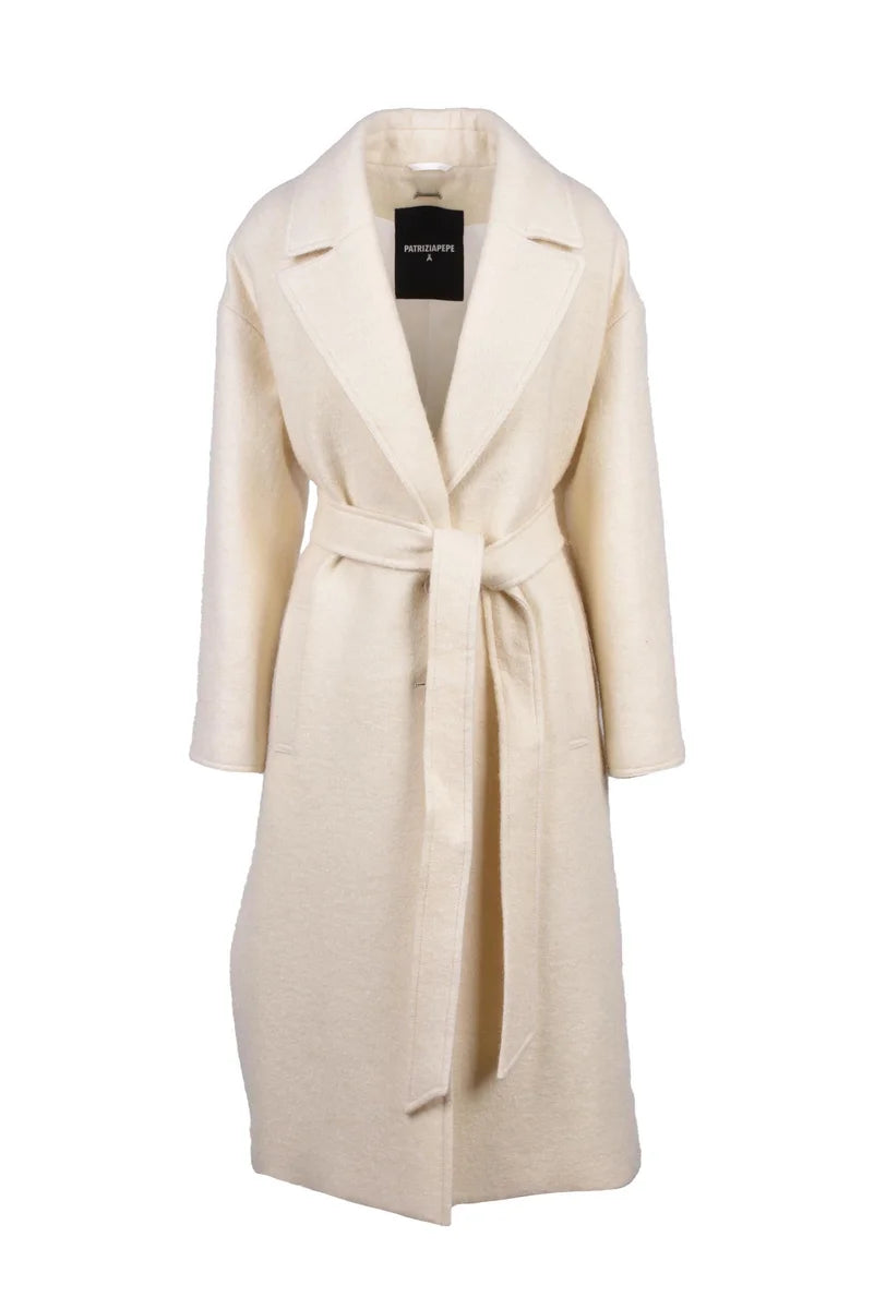 Long Coat Lana Mohair Virgin - White