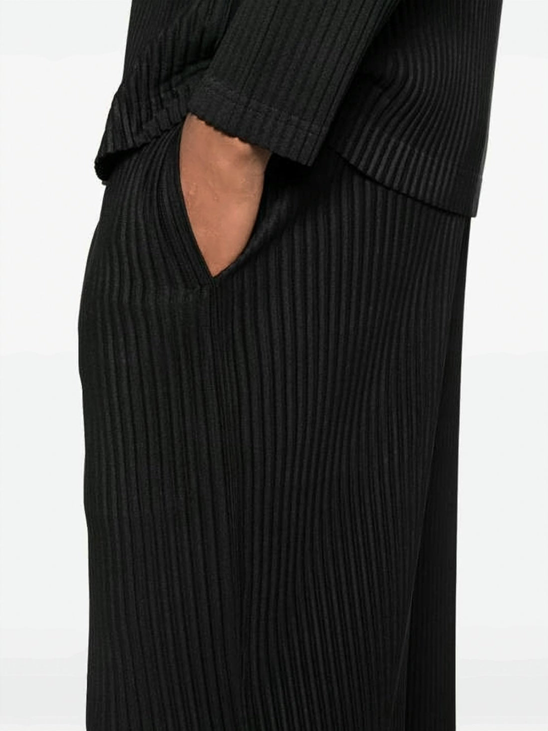 Structured Pleated Black Pants