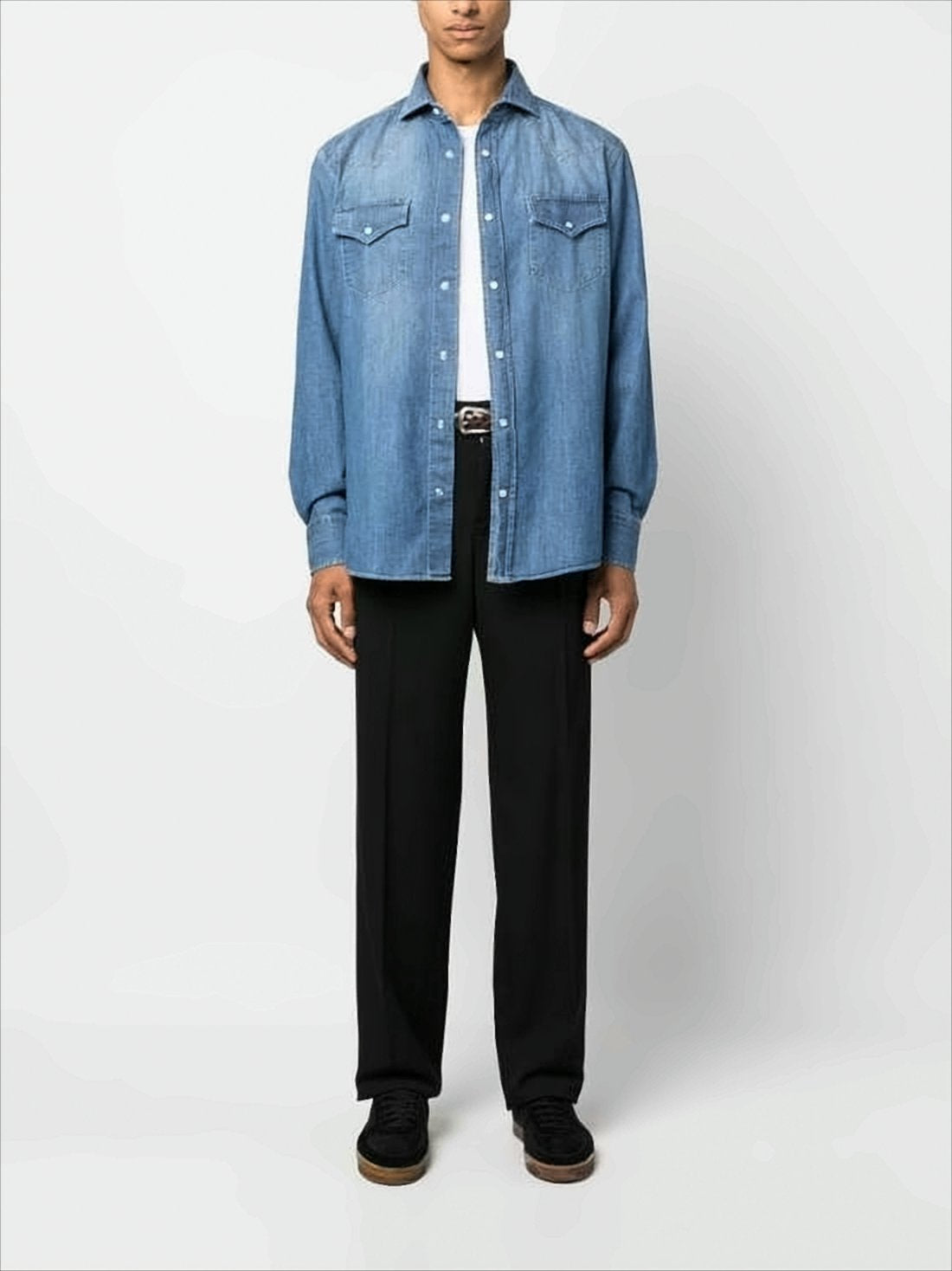 Medium Blue Denim Long-Sleeve Shirt
