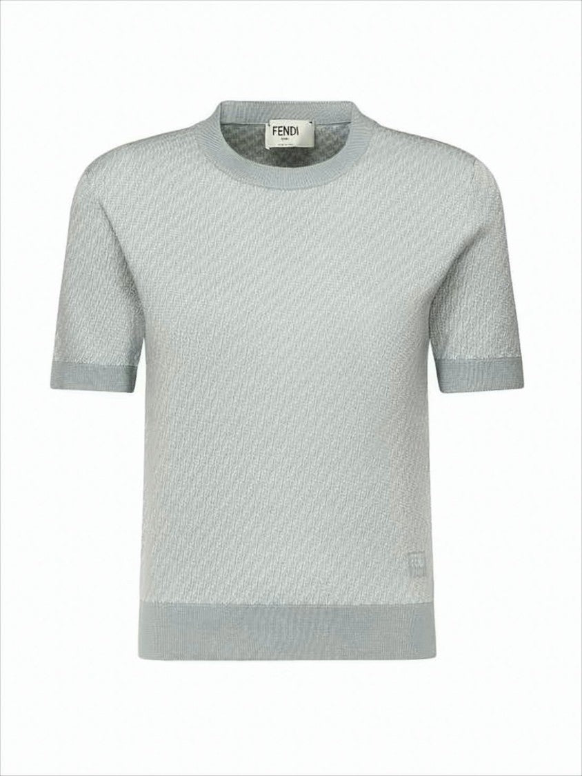 Textured Knit Short-Sleeve Sweater With Classic Crew Neck