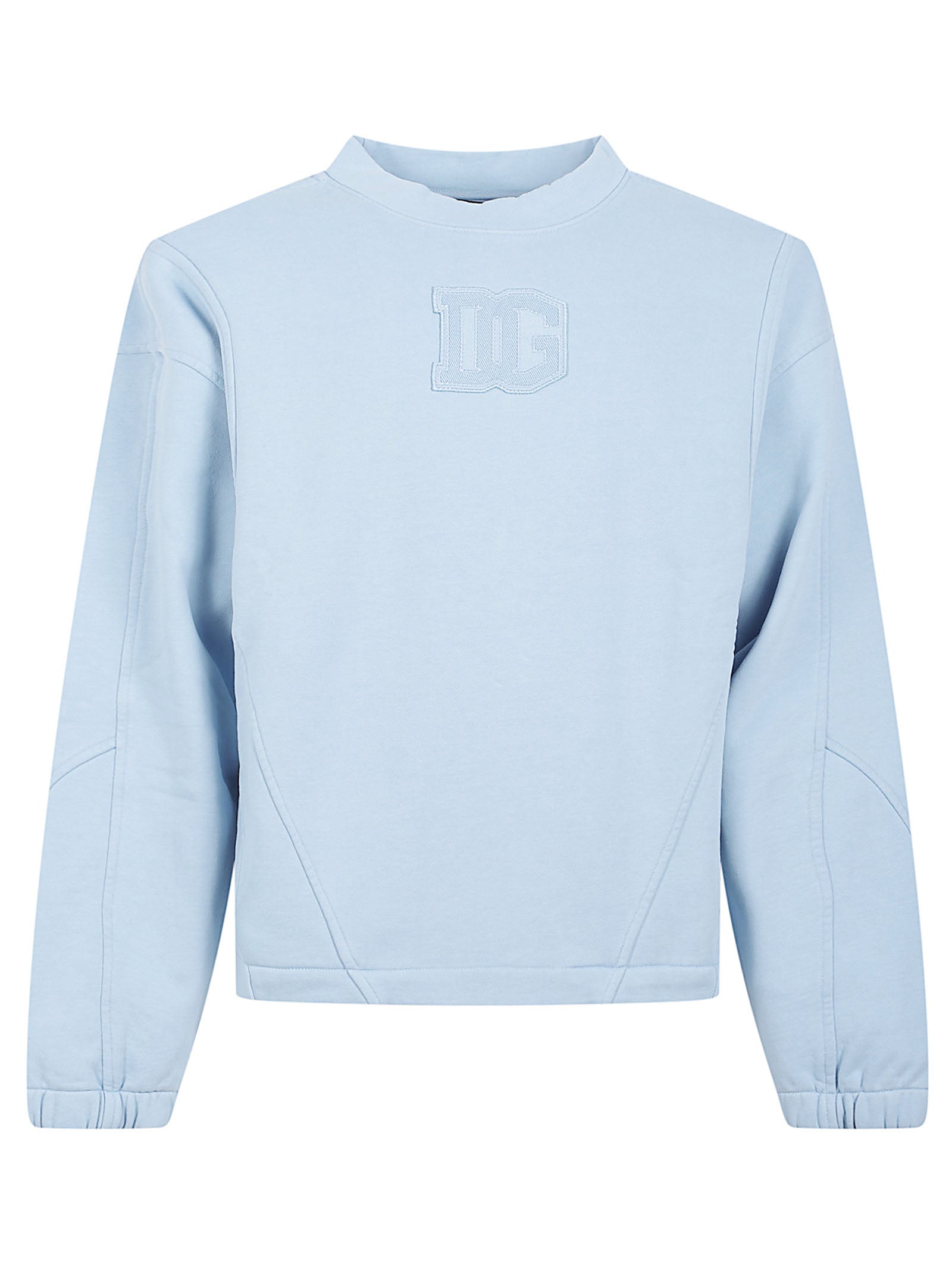 Light Blue Cropped Sweater with Crew Neckline