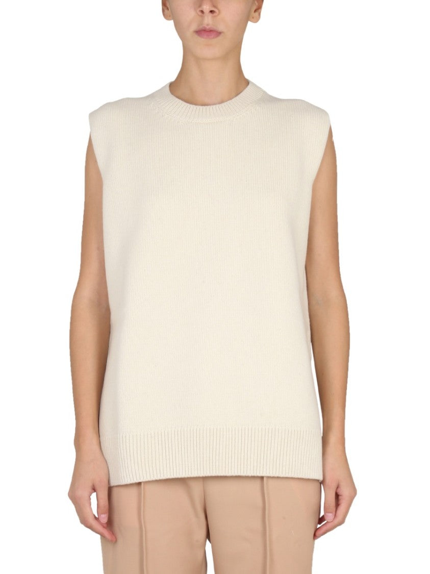 Relaxed Fit Crew-Neck Wool Vest