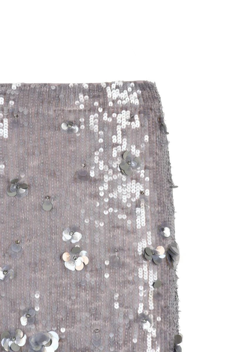 Purple Sequin Midi Skirt - Purple