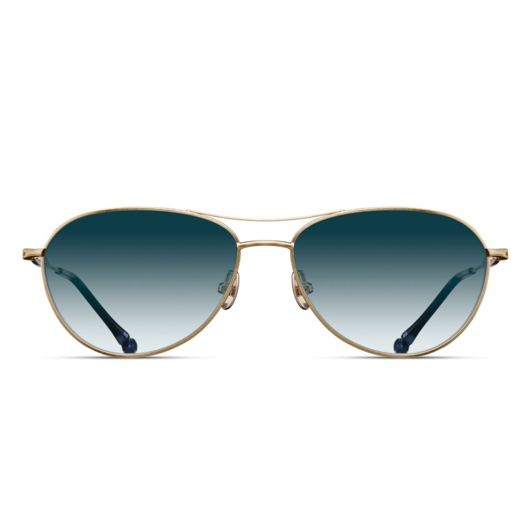 M3139.Sg Gold Finish Aviator Sunglasses with Gradient Blue Lenses