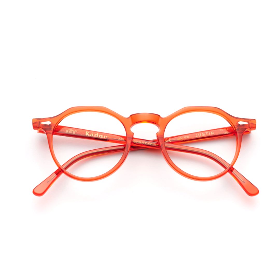 Justin Translucent Orange Rounded Sunglasses with Glossy Finish