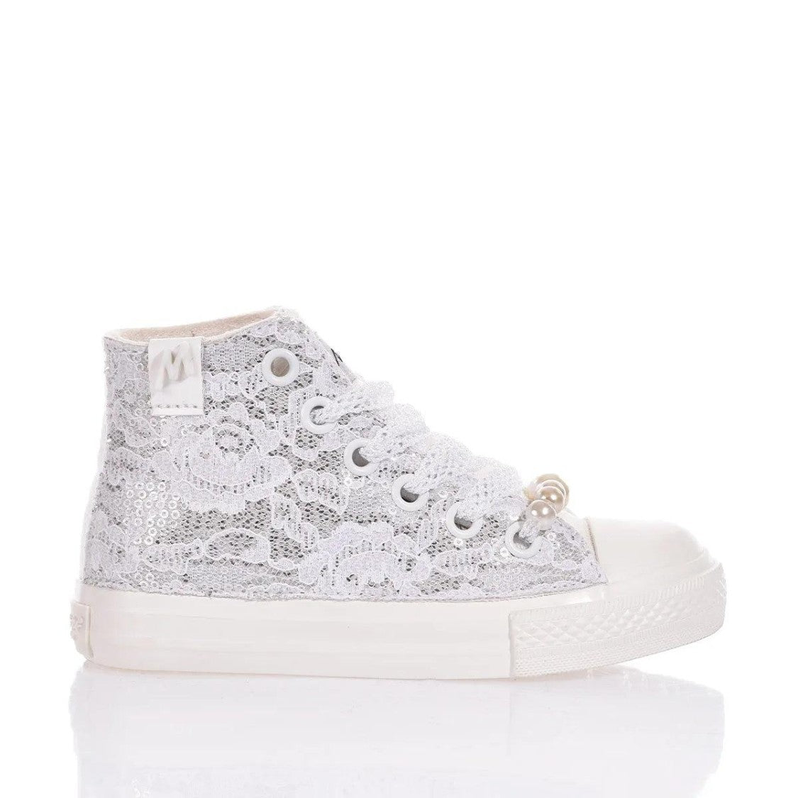 High-Top Sneakers With Silver Sequined Design