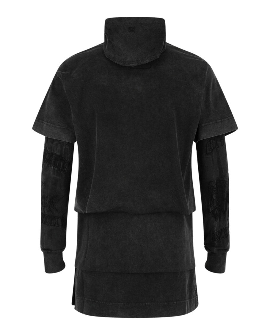 Layered Long Sleeve Graphic T-Shirt With Balaclava