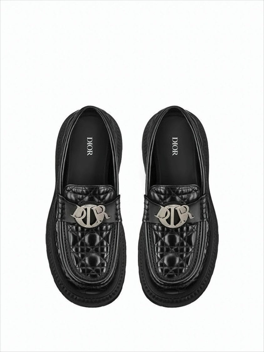 Quilted Black Buffalo Leather Loafers