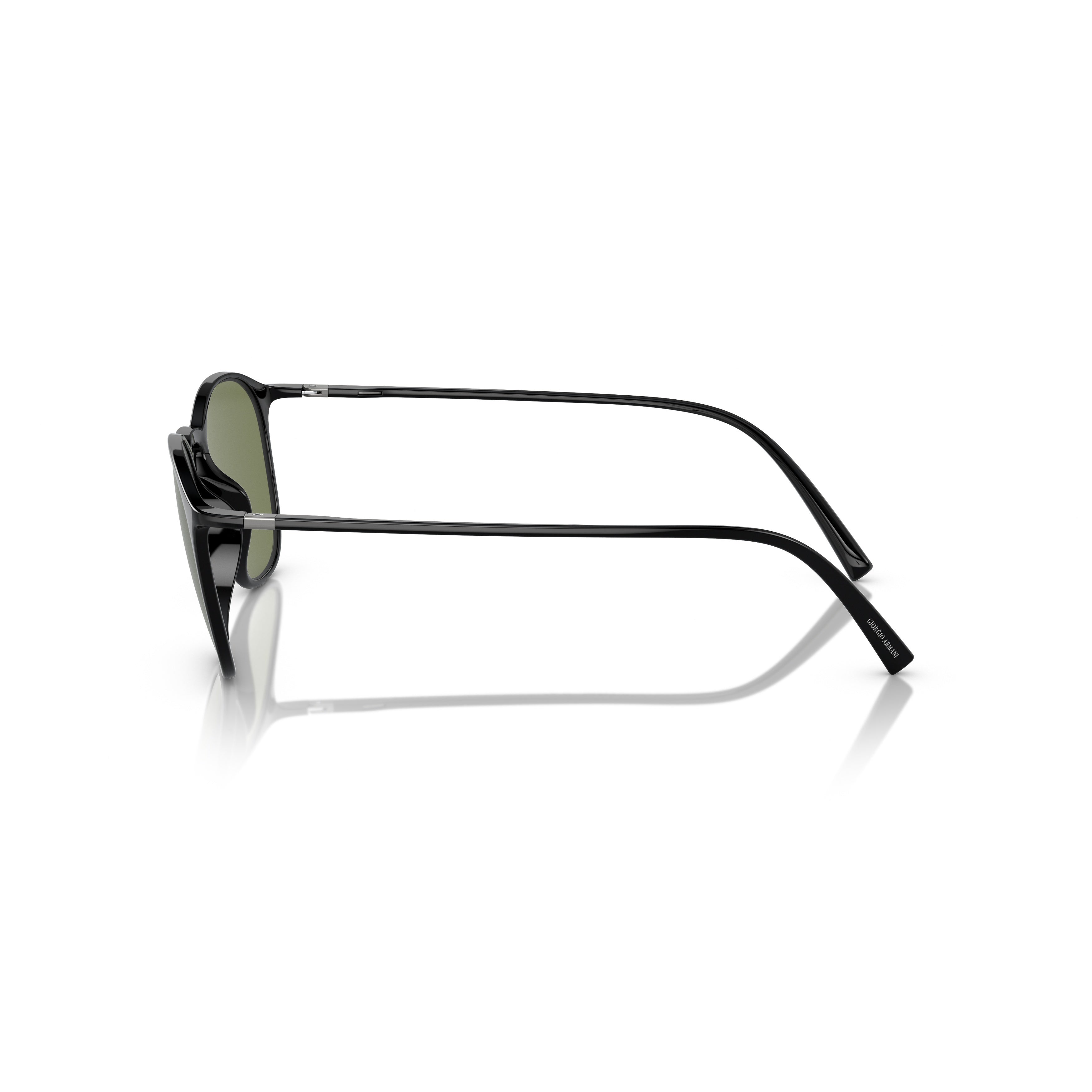 0ar8186u Rounded Square Black Nylon Sunglasses with Olive Green Lenses