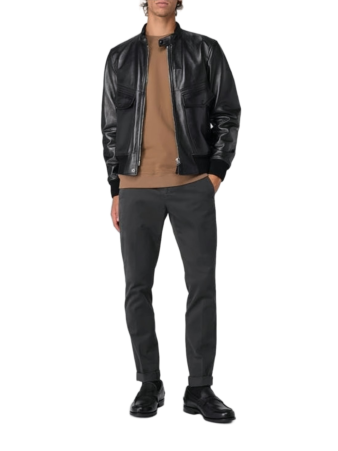 Smooth Lambskin Leather Jacket with Minimalist Design