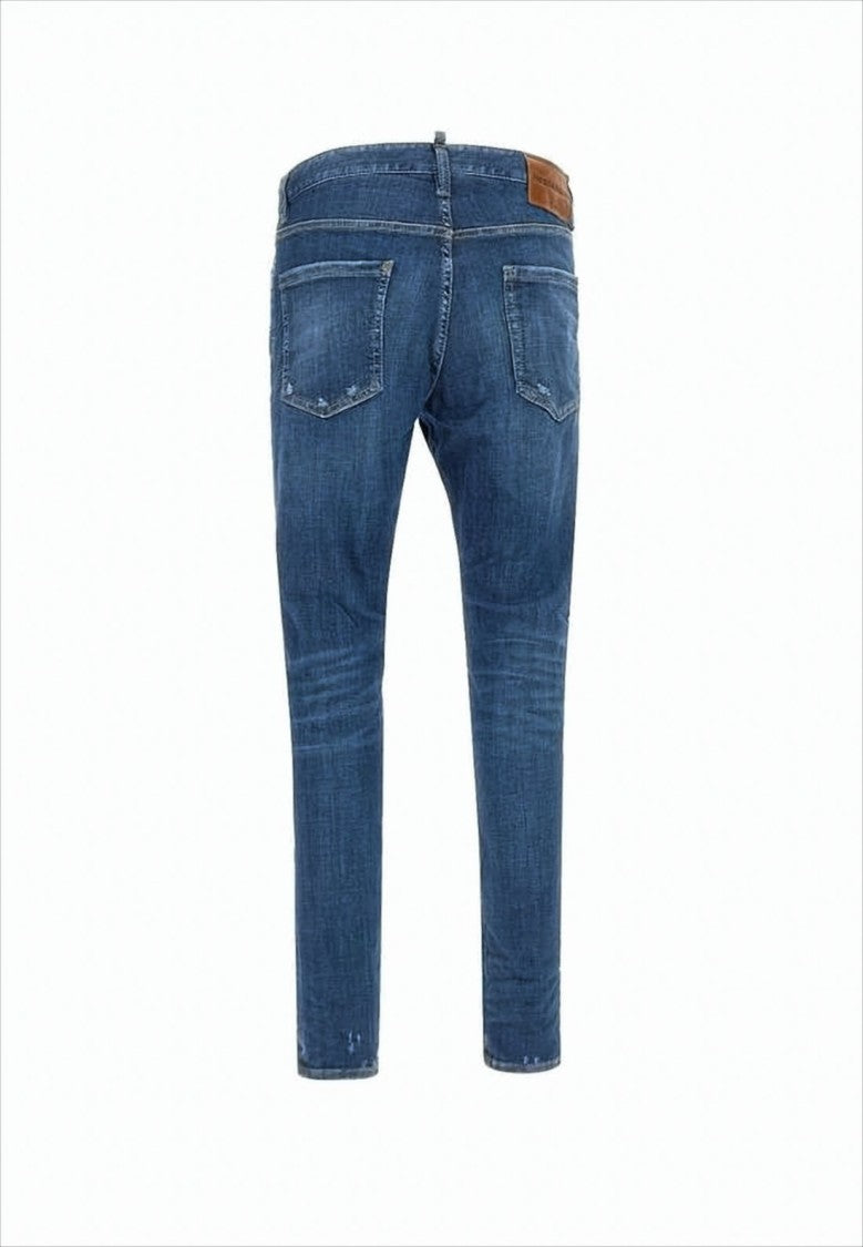 Distressed Denim Pants with Slim Fit
