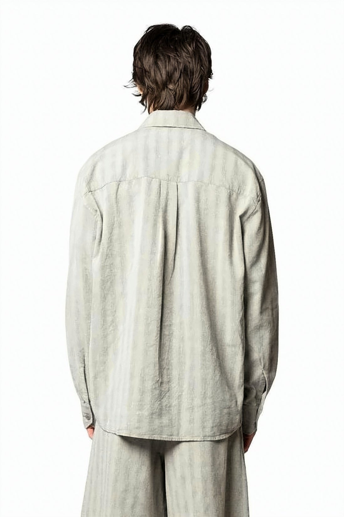 Long-Sleeve Relaxed Fit Shirt with Textured Pattern