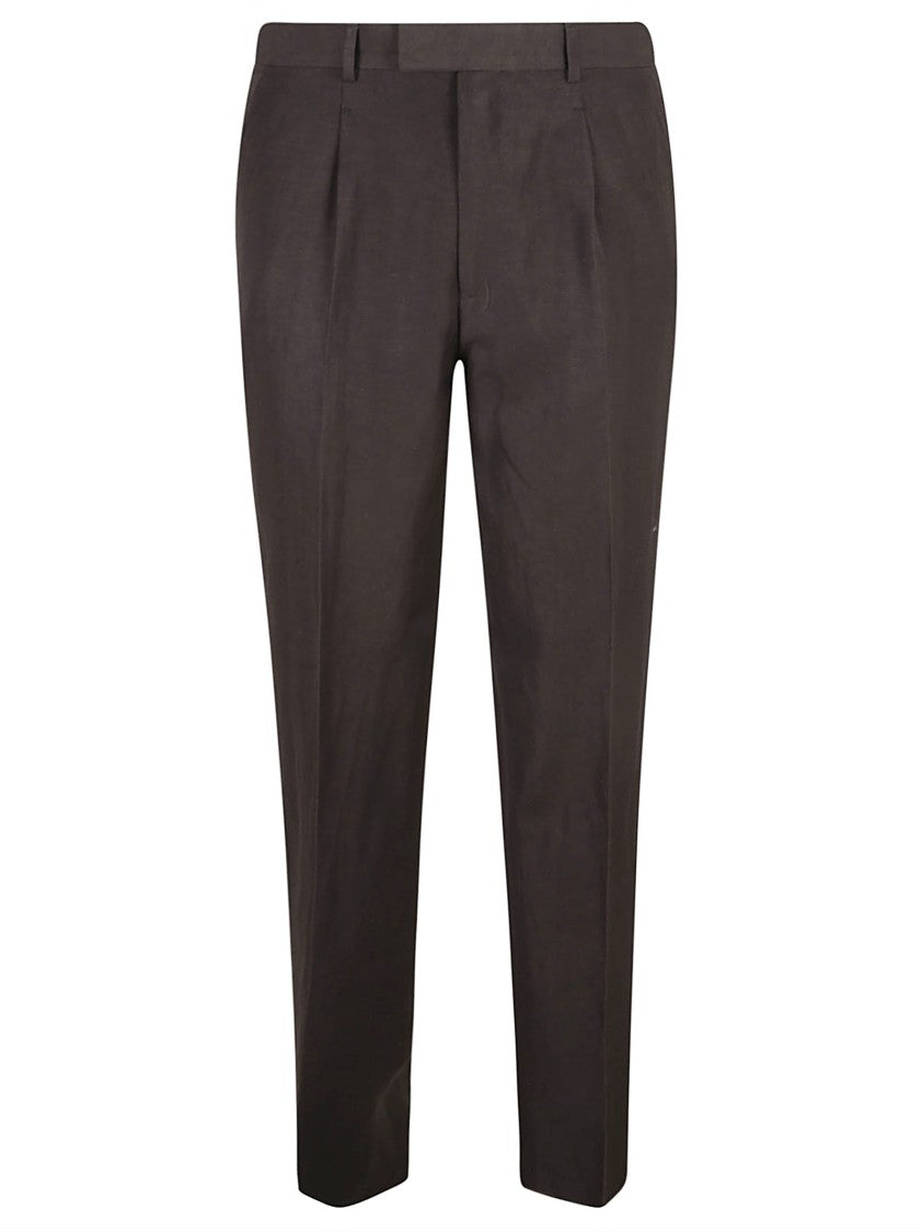 Tailored Brown Trousers With Subtle Pleats