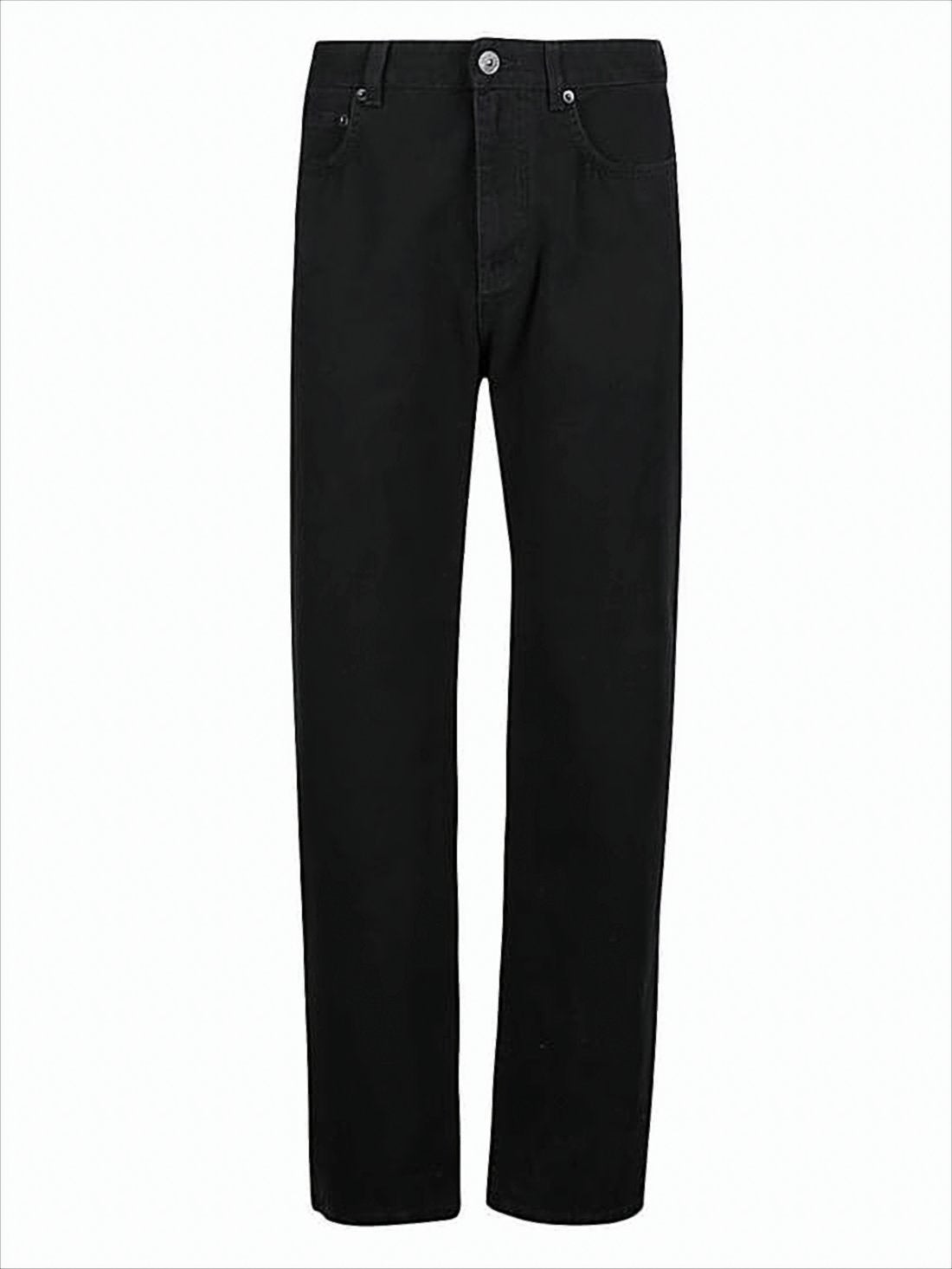 Straight-Leg Black Denim Pants
