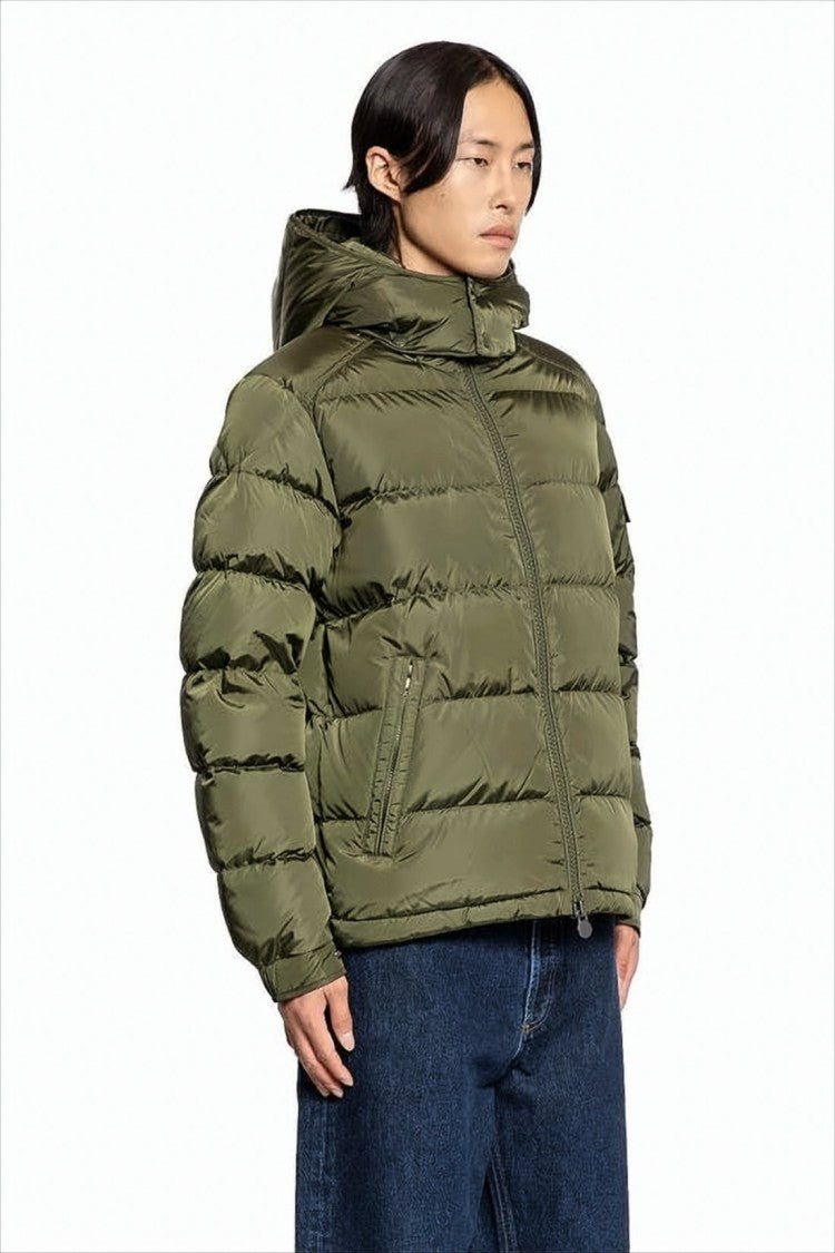 Quilted Down Jacket with High Collar and Hood
