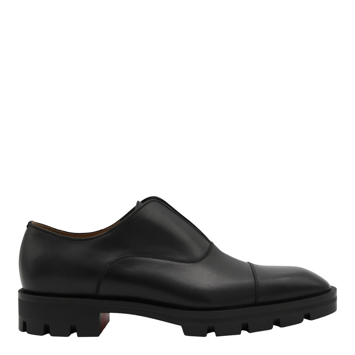 Smooth Black Leather Slip-On Shoes