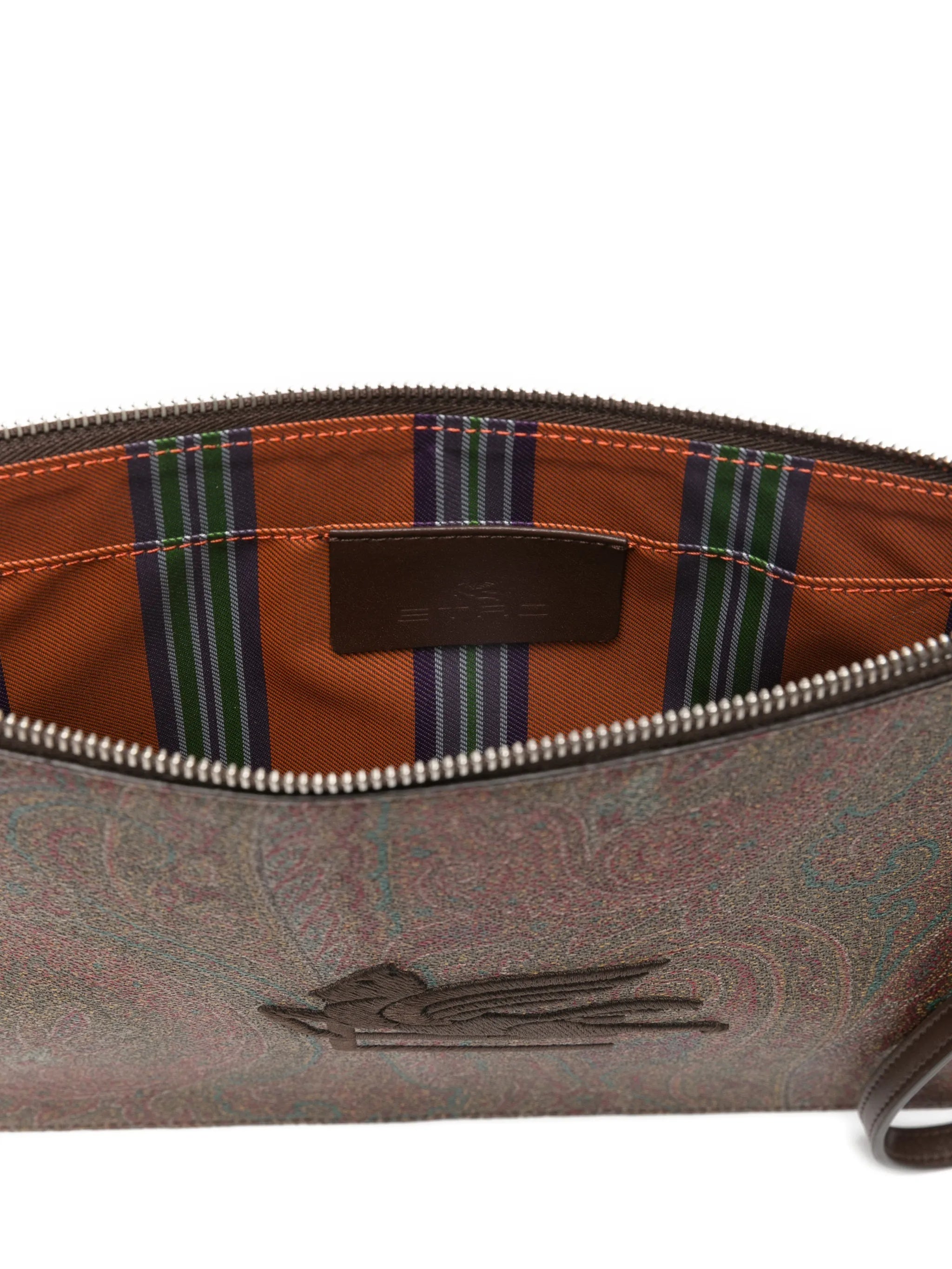 Rectangular Brown Paisley Pattern Wristlet Pouch