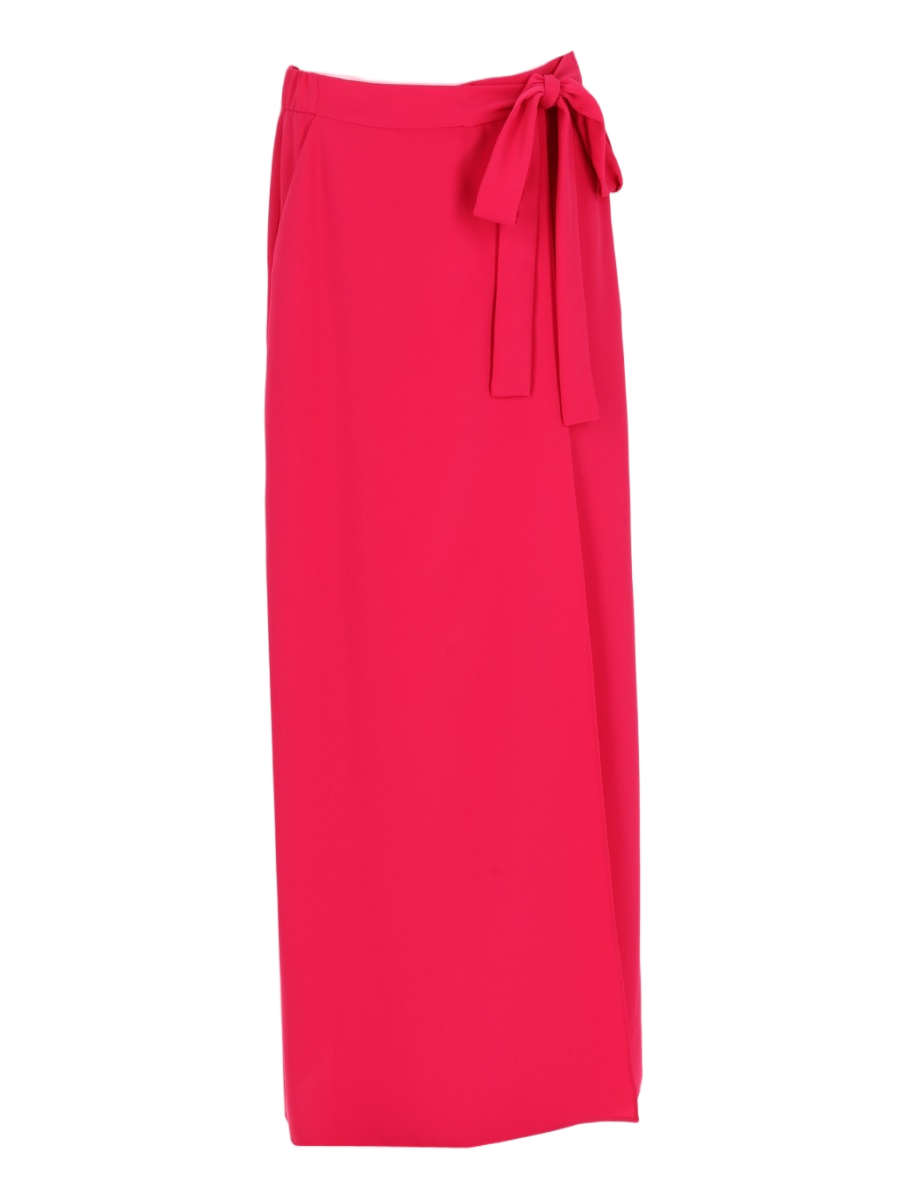 Midi Skirt with High Waist and Fabric Tie Detail