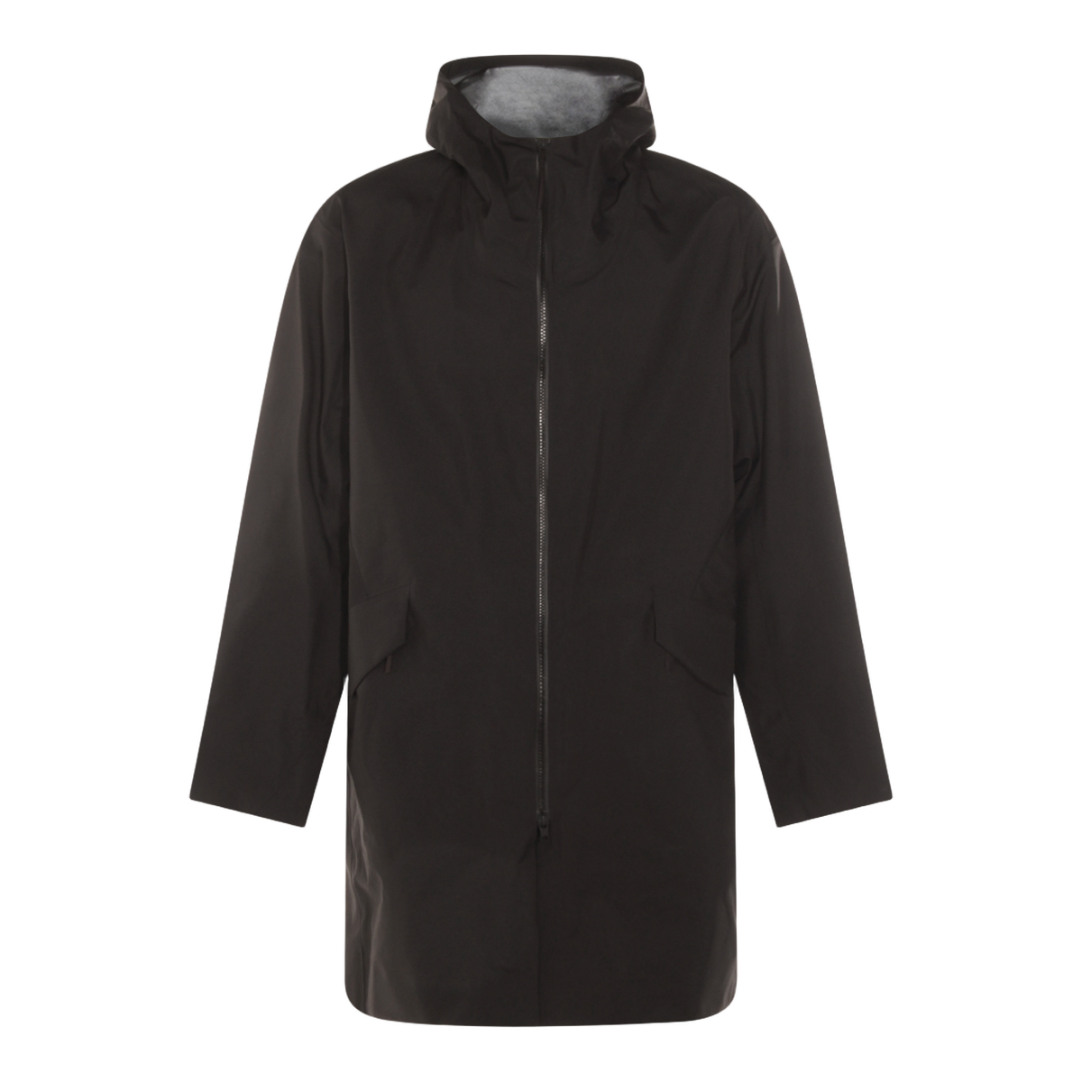 Black Hooded Casual Jacket with Zipper Closure