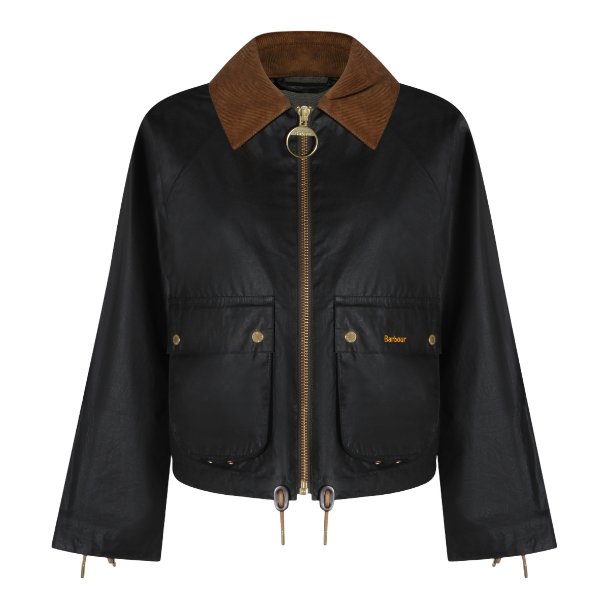 Black Jacket with Contrasting Brown Corduroy Collar