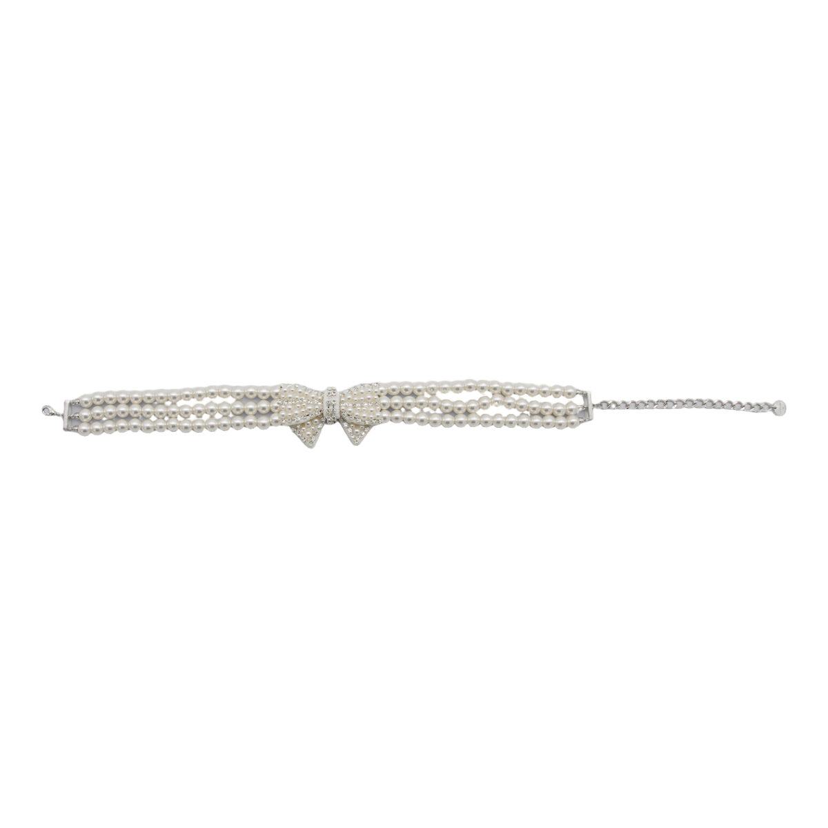 Three-Strand Faux Pearl Bracelet with Bow Embellishment