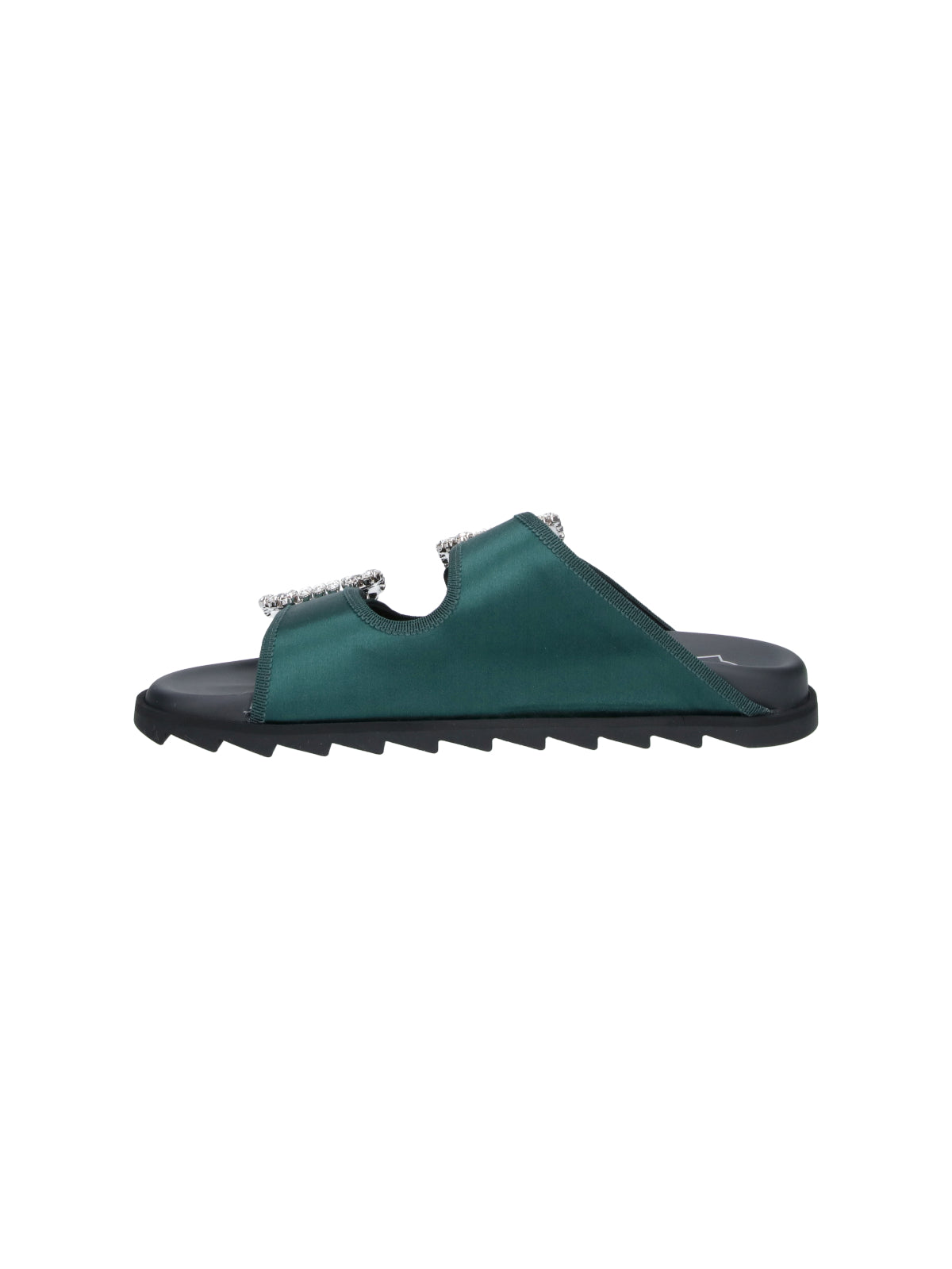 Green Slidy Viv Satin Strap Mules