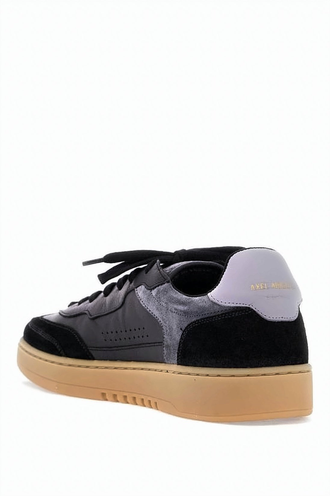Black/Muted Blue Leather and Suede Sneakers
