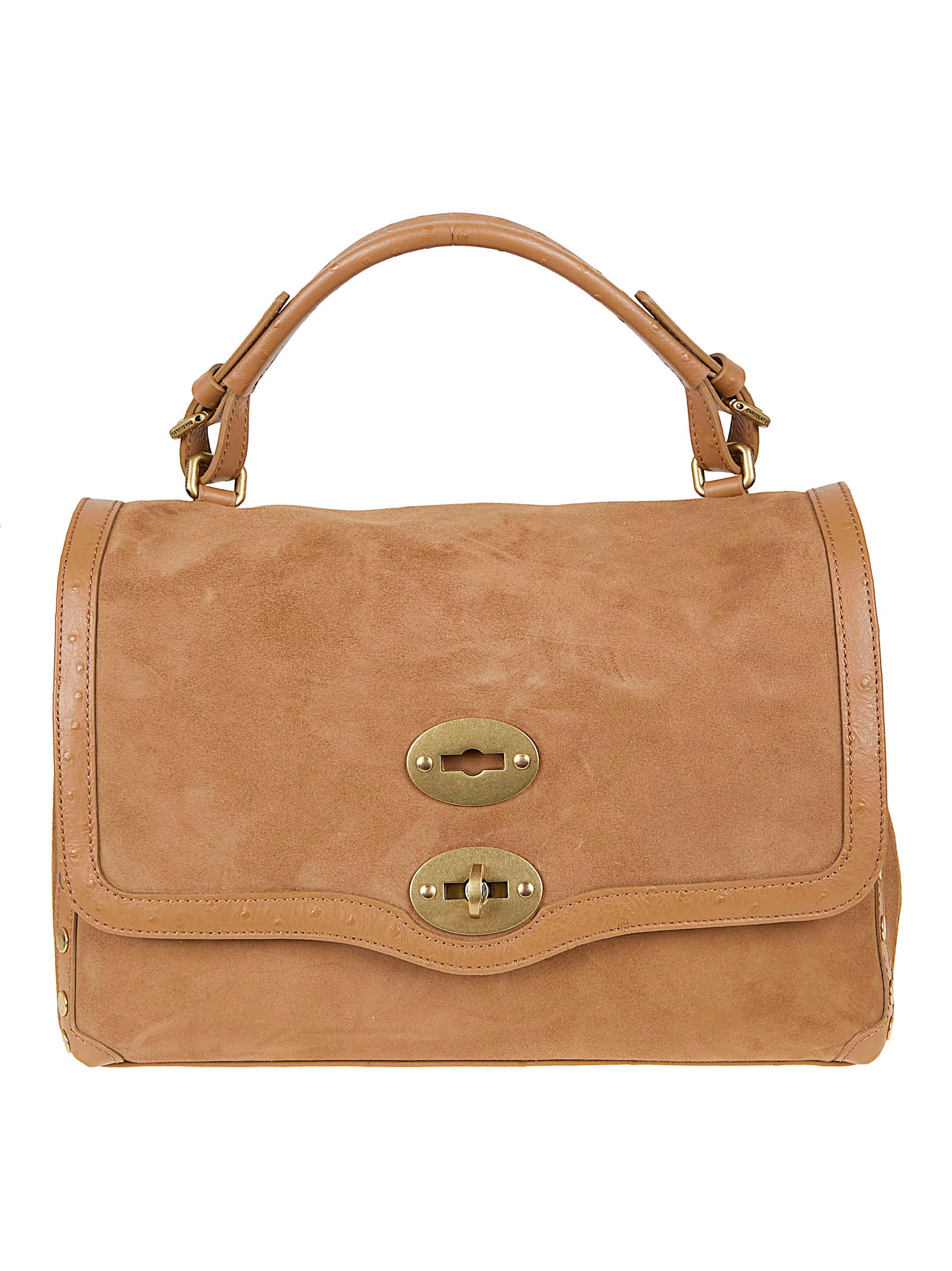 Mini Suede Shoulder Bag with Leather Trim