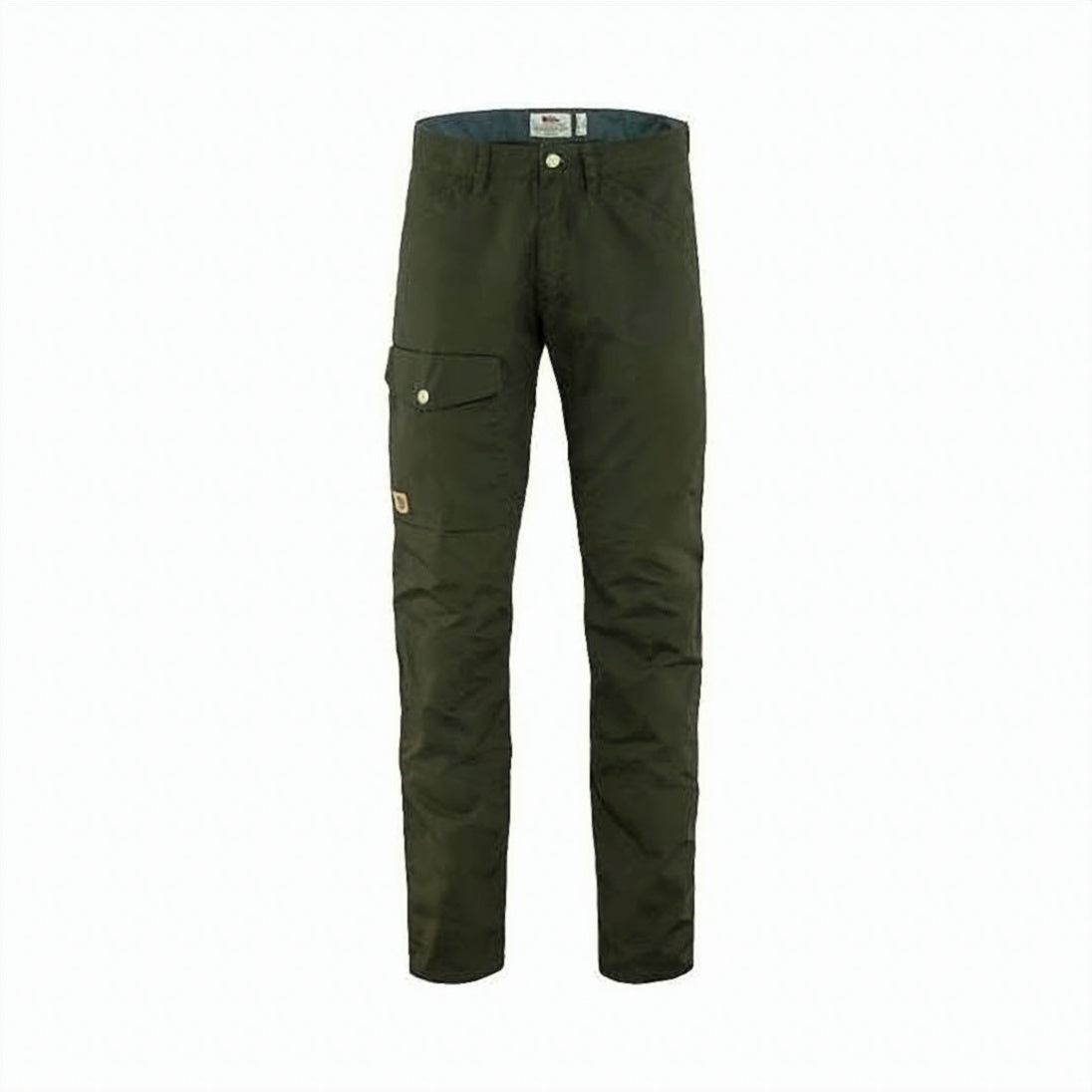 Streamlined Green Straight Pants with Functional Pocket