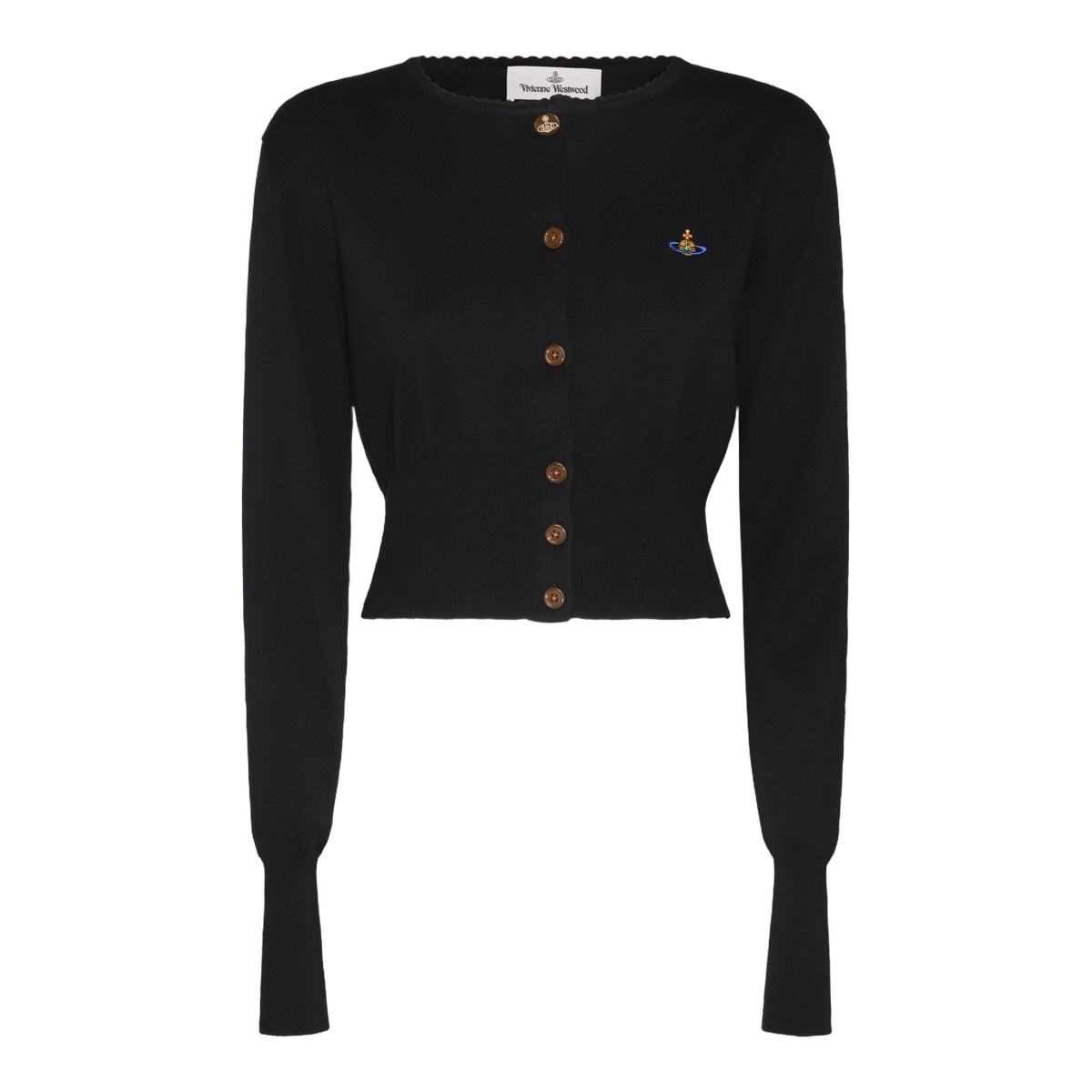 Fitted Black Cardigan with Button-Down Front
