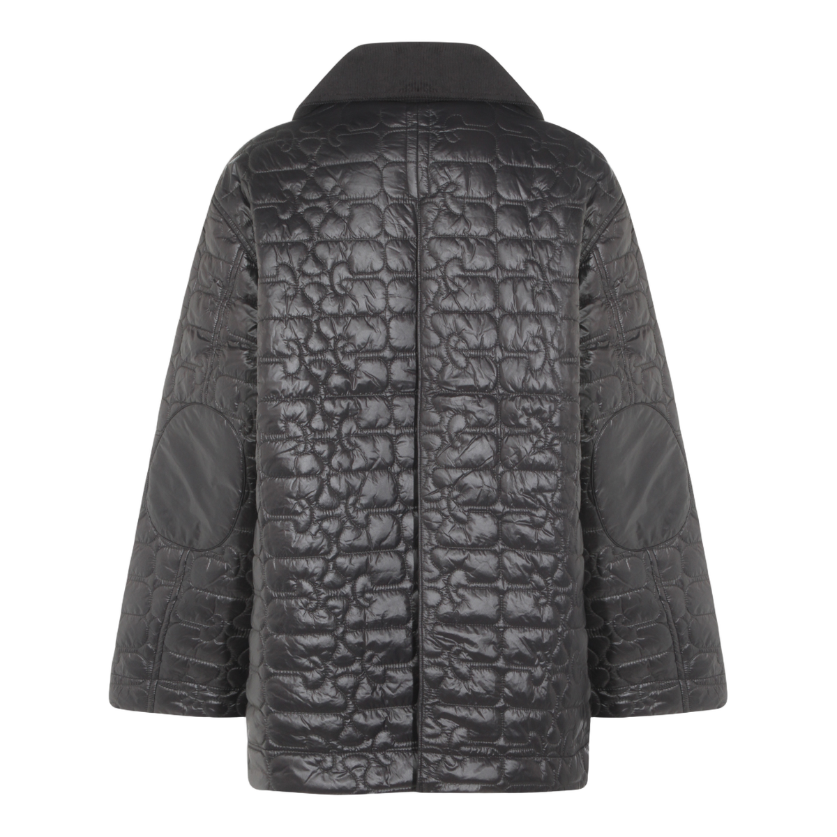 Quilted Boxy Coat with Glossy Finish