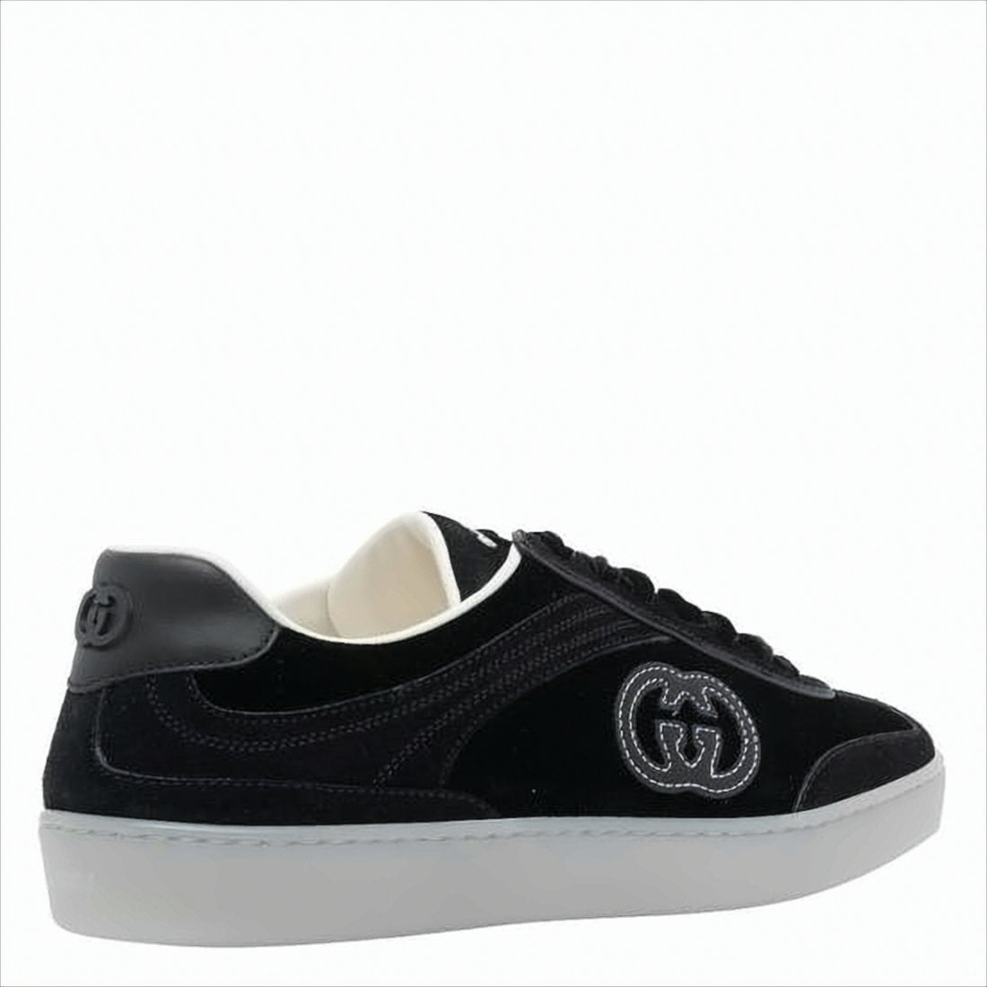 Velvet Low-Top Sneakers with Contrasting Rubber Sole
